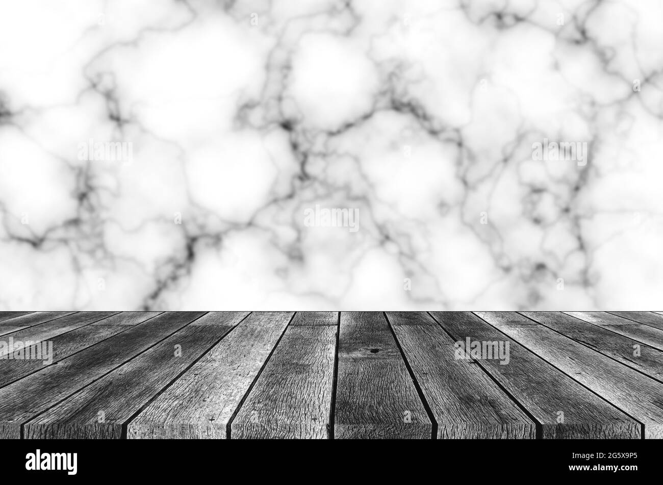 terrasse en bois moderne vide avec illustration abstraite naturel noir et blanc marbre texture granit fond Banque D'Images