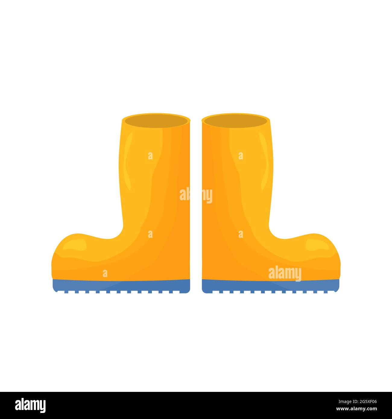 Paire de bottes en caoutchouc brillantes de couleur jaune isolées sur fond blanc, illustration vectorielle nette et brillante. Illustration vectorielle Illustration de Vecteur