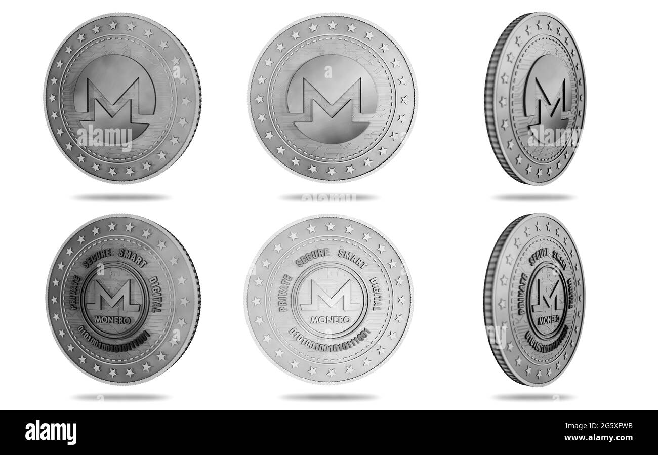 Monero XMR symbole de crypto-monnaie pièce d'or isolée sur fond d'écran vert. Illustration du concept abstrait. Banque D'Images