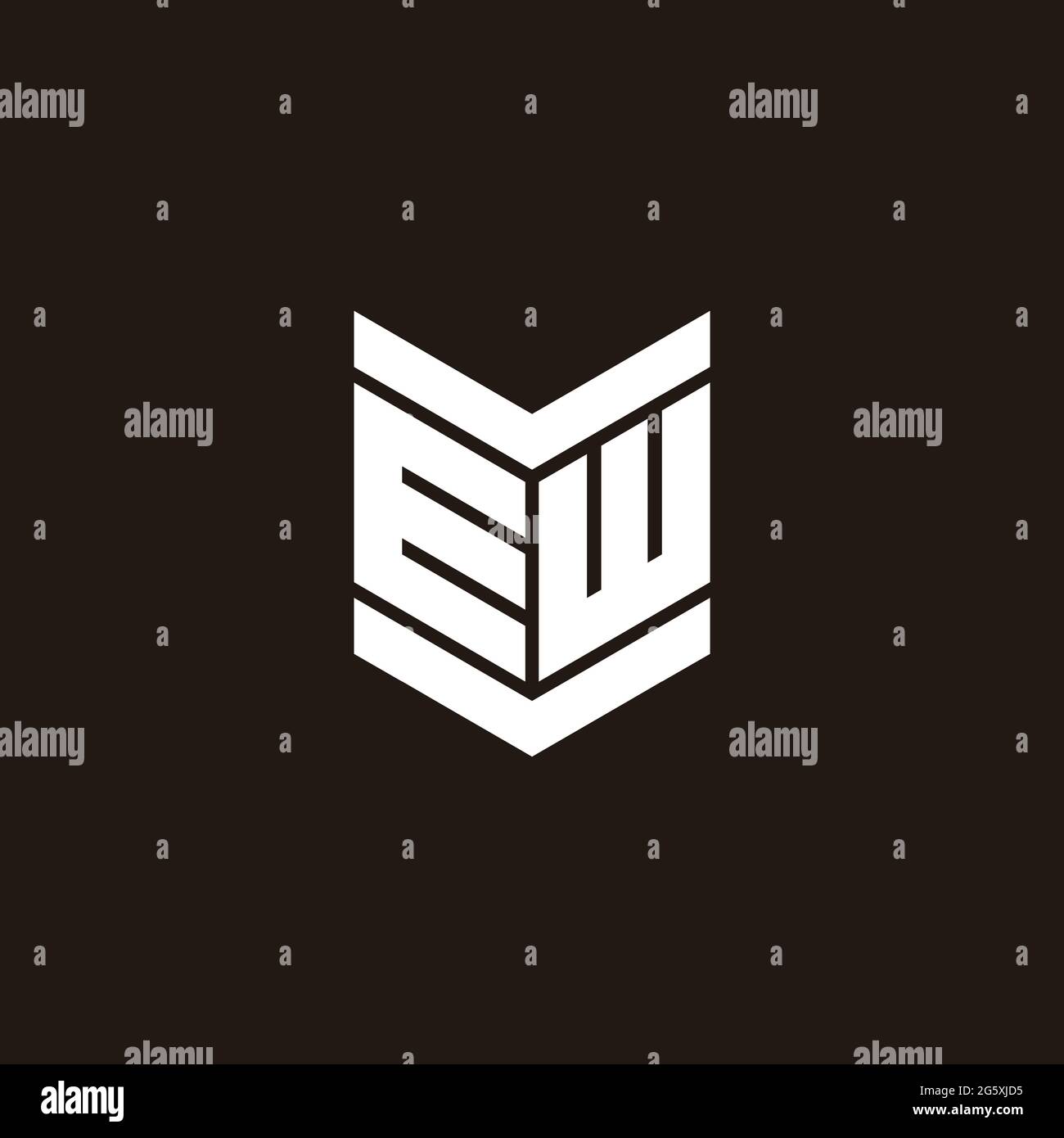 Monogramme avec emblème de style isolé sur fond noir Illustration de Vecteur