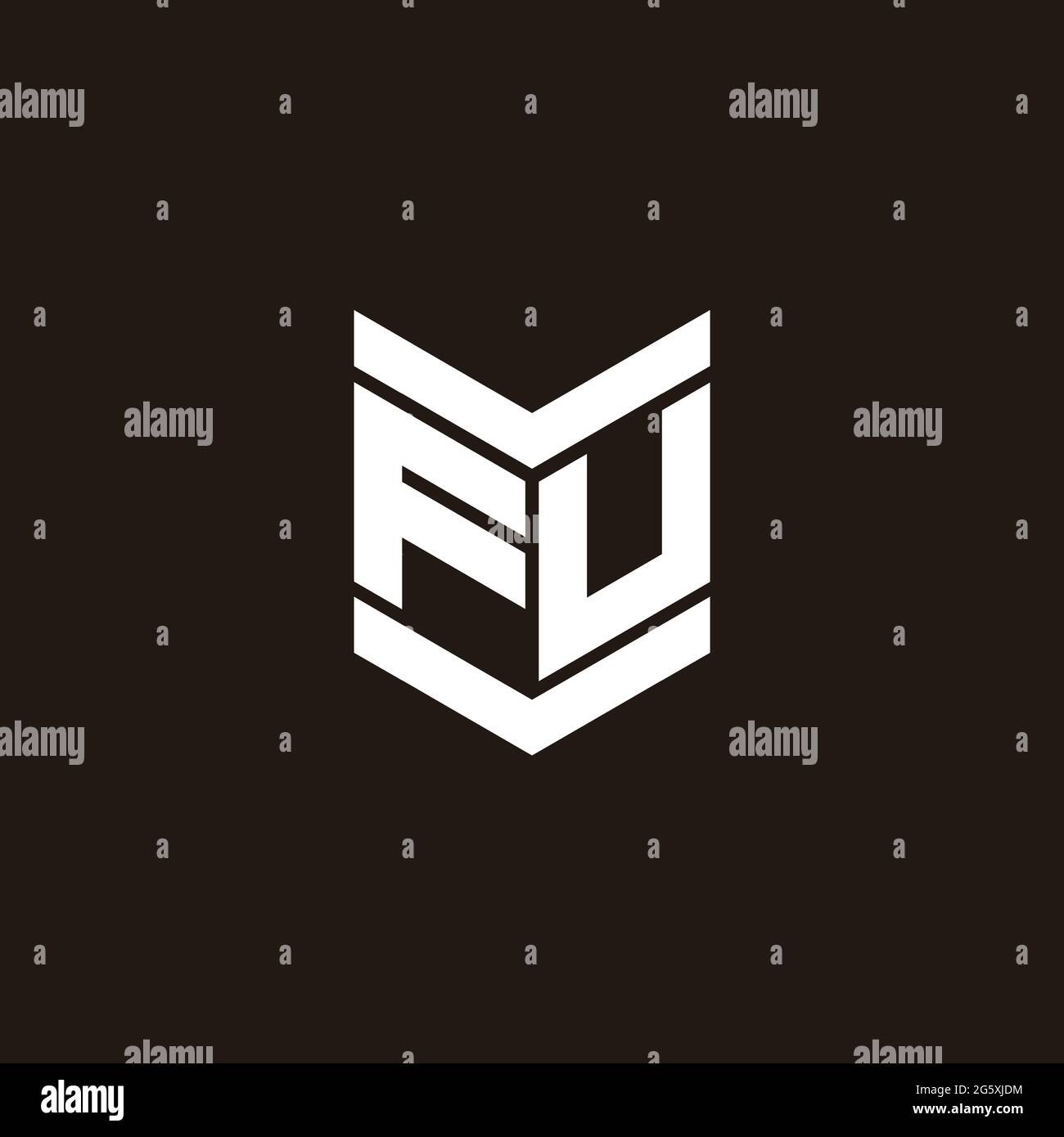 Monogramme avec emblème de style isolé sur fond noir Illustration de Vecteur