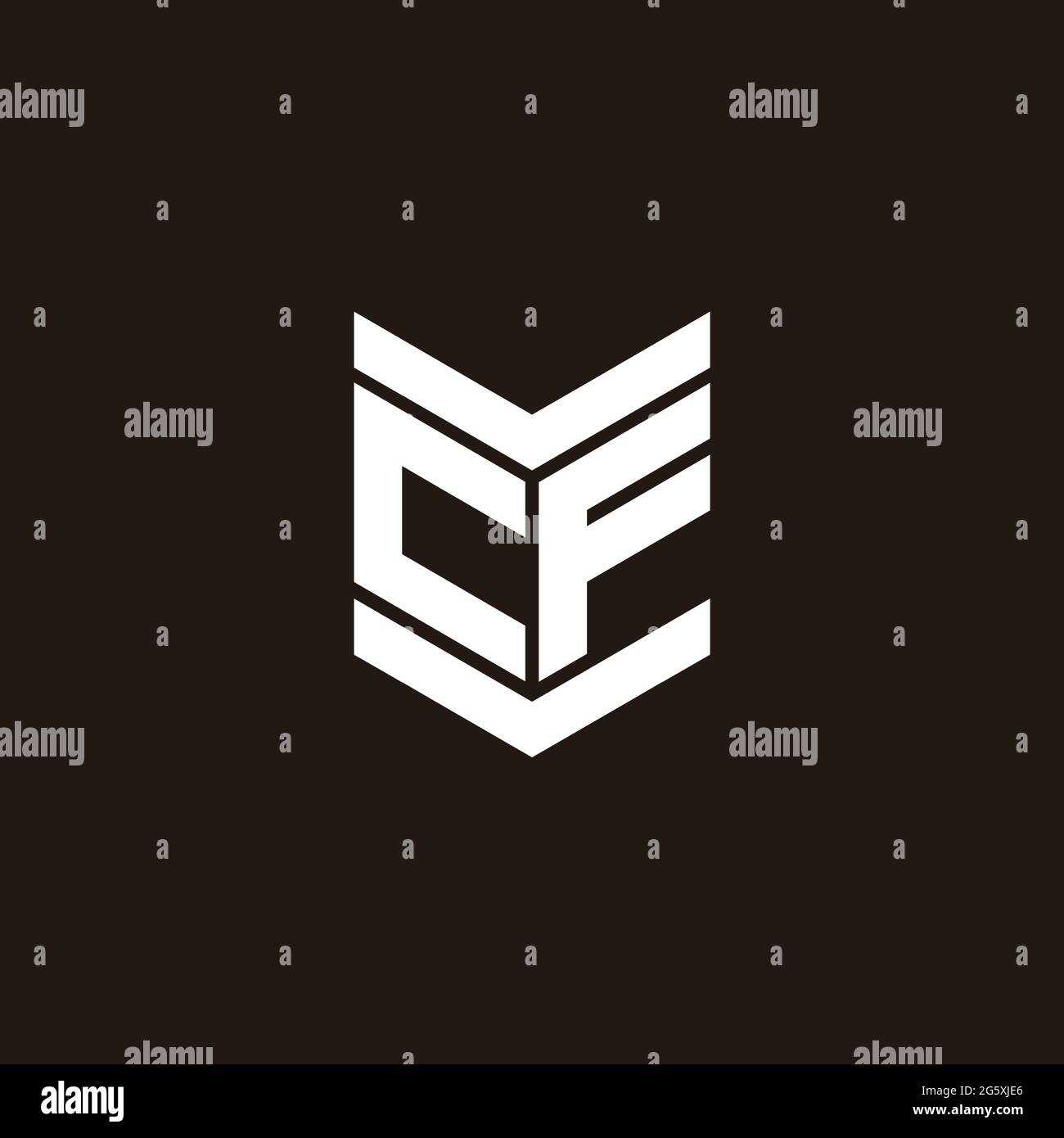 Monogramme avec emblème de style isolé sur fond noir Illustration de Vecteur