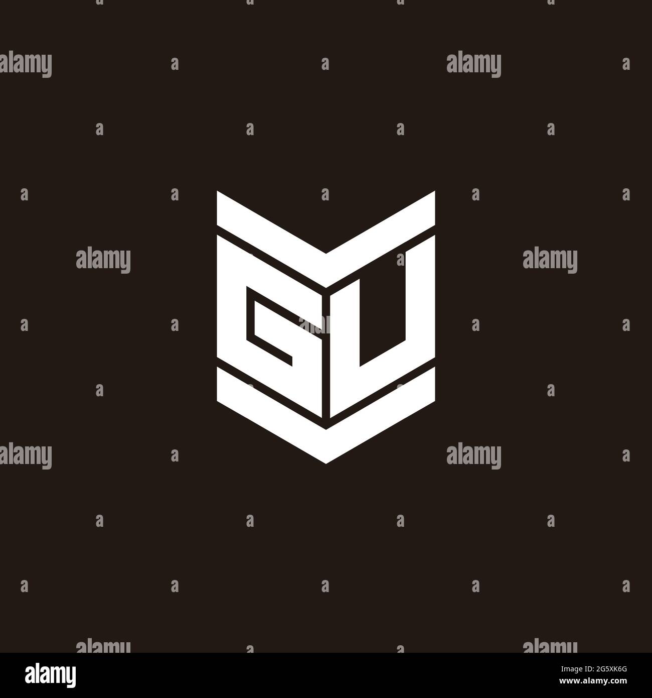 Monogramme avec emblème de style isolé sur fond noir Illustration de Vecteur
