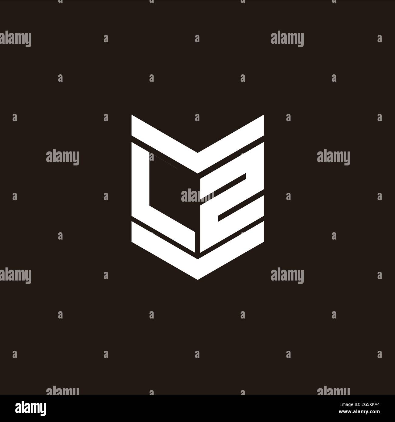 Monogramme avec emblème de style isolé sur fond noir Illustration de Vecteur