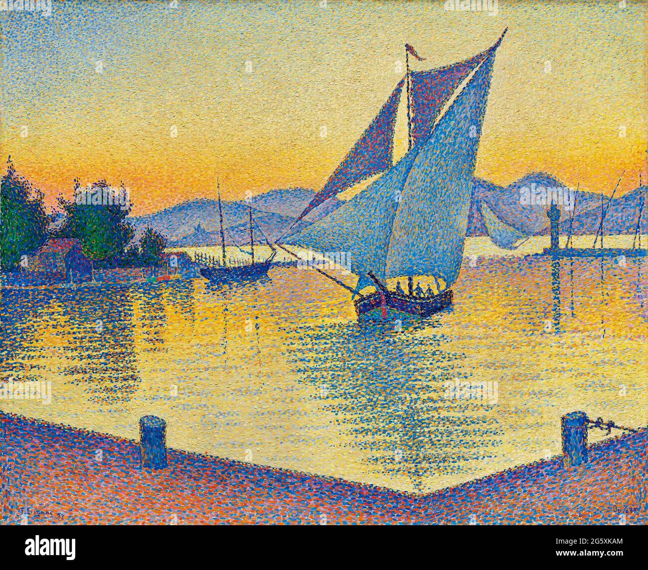Paul Signac œuvre intitulée le Port au Soleil couchant - opus 236 - St Tropez - le Port au coucher du soleil. Banque D'Images