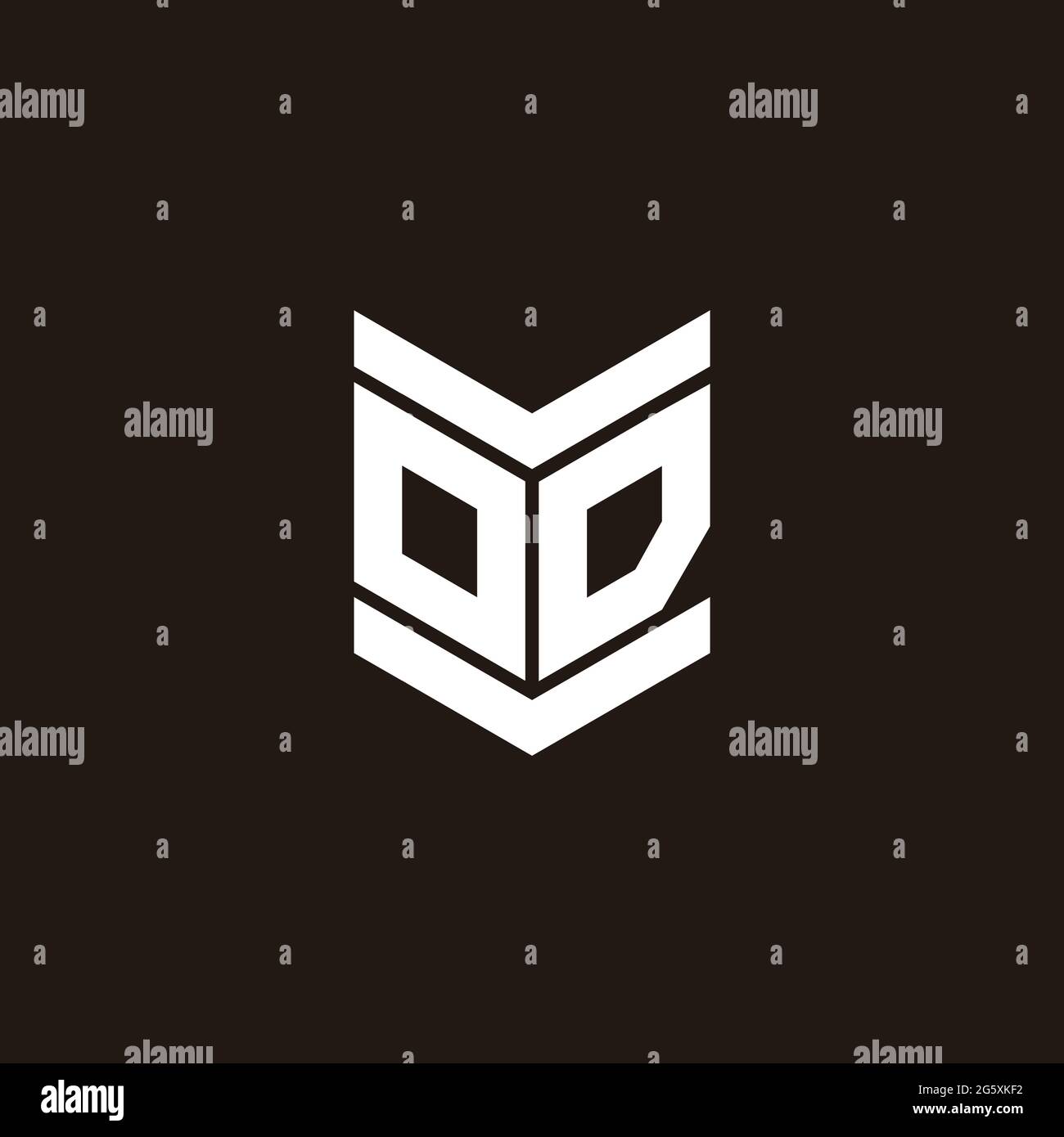 Monogramme avec emblème de style isolé sur fond noir Illustration de Vecteur