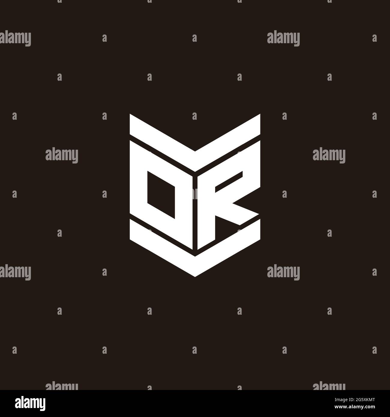 Monogramme avec emblème de style isolé sur fond noir Illustration de Vecteur