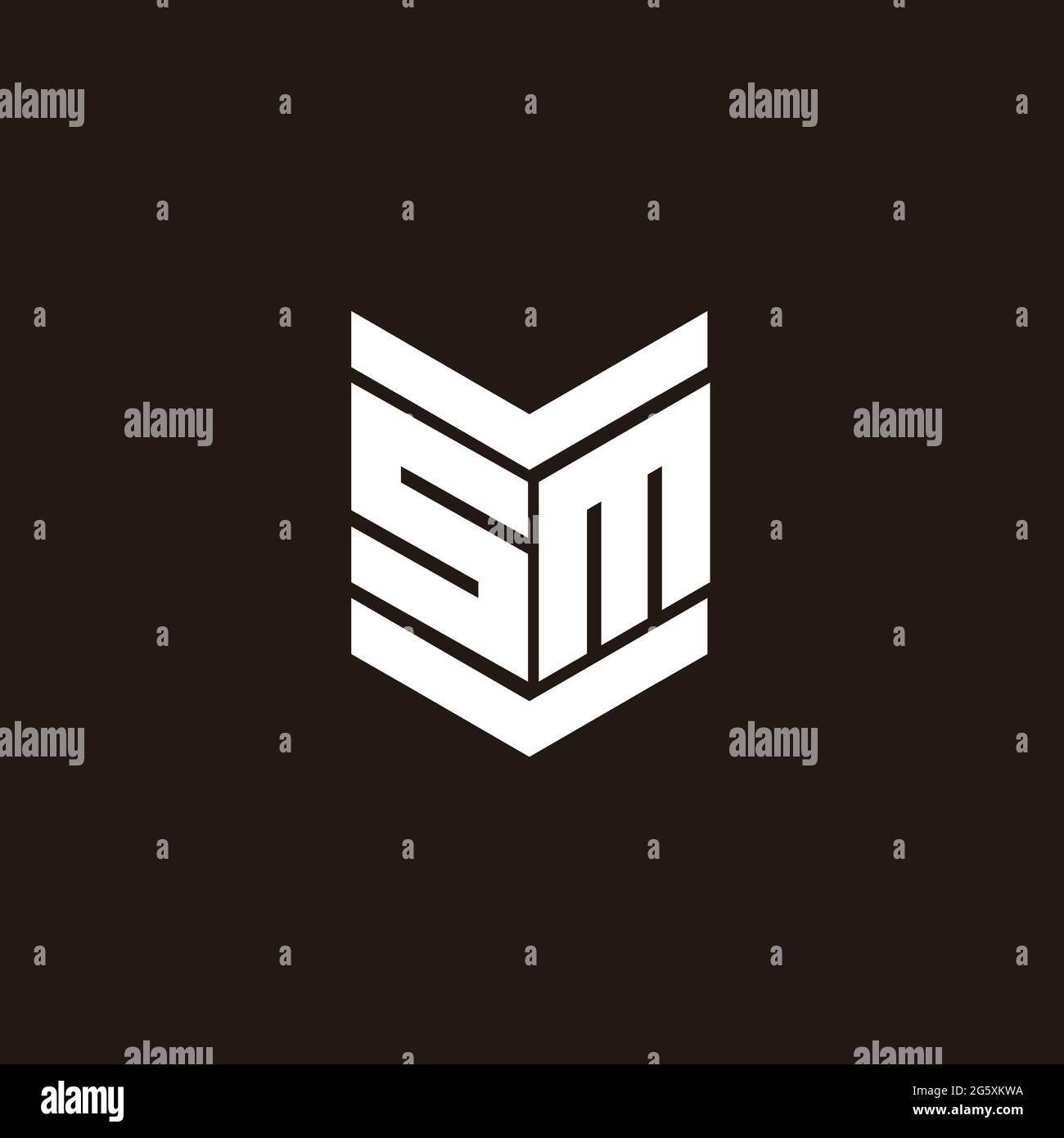 Monogramme avec emblème de style isolé sur fond noir Illustration de Vecteur