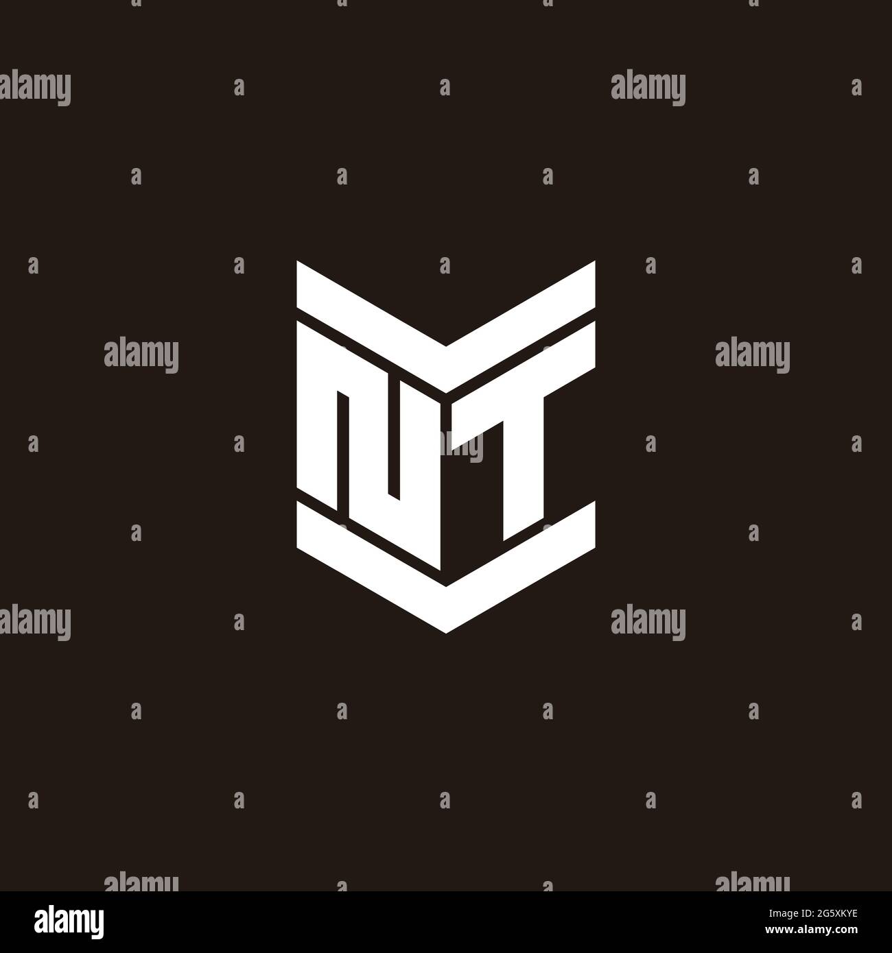 Monogramme avec emblème de style isolé sur fond noir Illustration de Vecteur