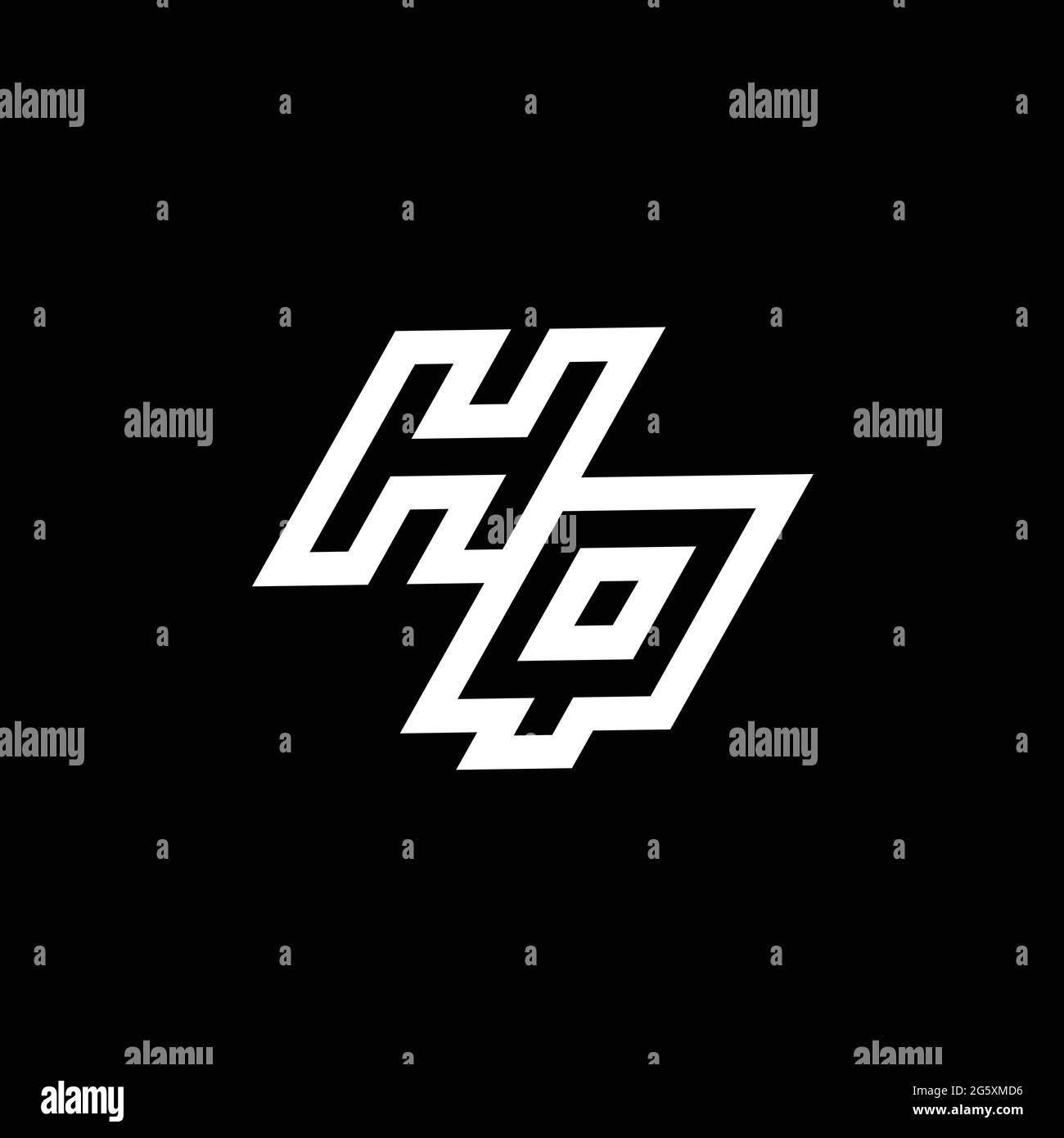 Monogramme du logo HQ avec modèle de conception d'espace négatif jusqu'au style Down isolé sur fond noir Illustration de Vecteur