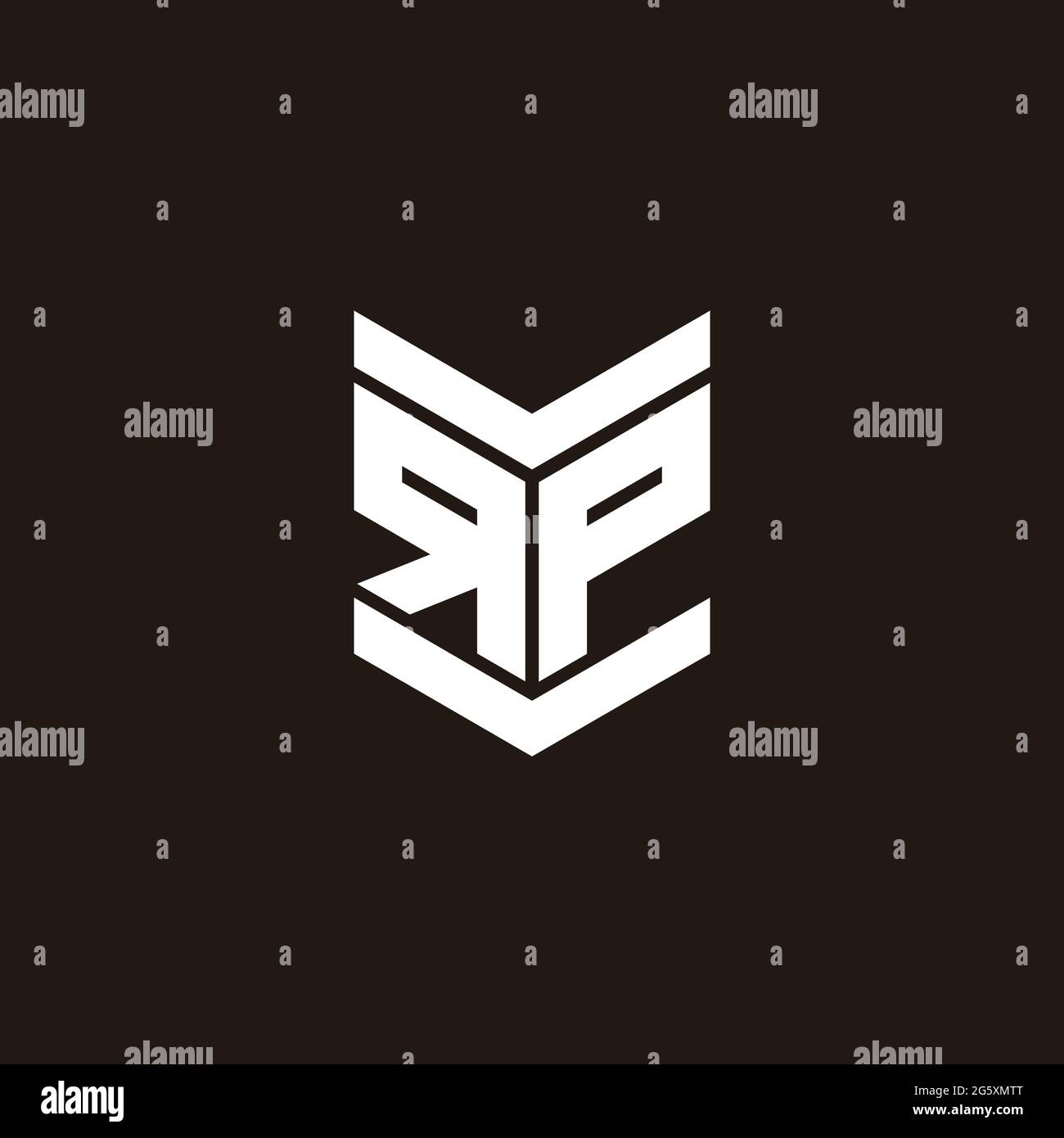 Monogramme avec emblème de style isolé sur fond noir Illustration de Vecteur