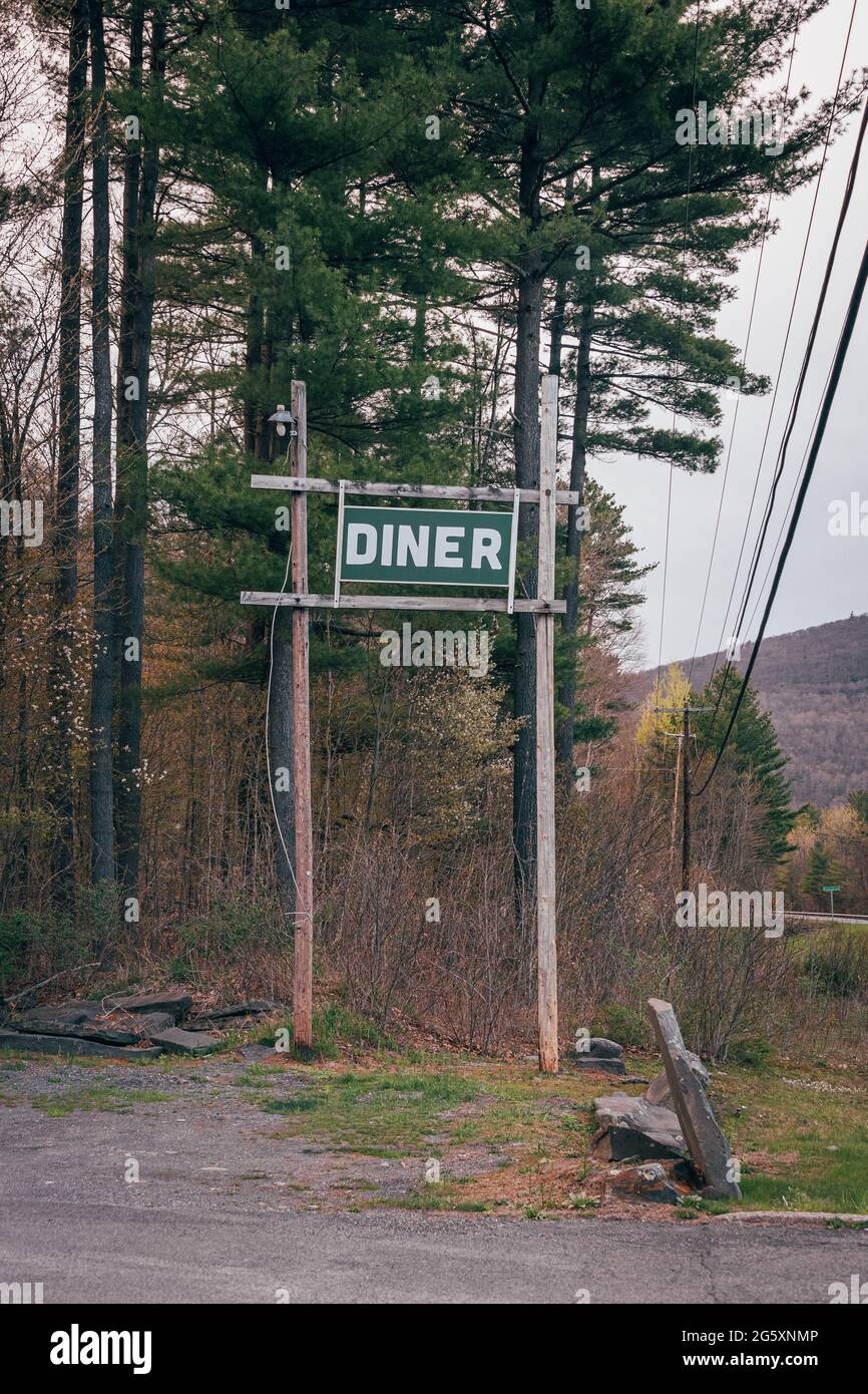 Panneau Old Diner, à Phoenicia, New York Banque D'Images