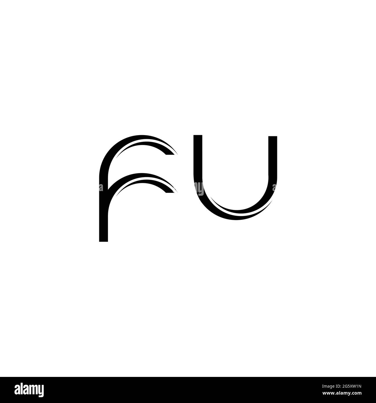 MONOGRAMME FU logo avec modèle de conception moderne à bords arrondis ...
