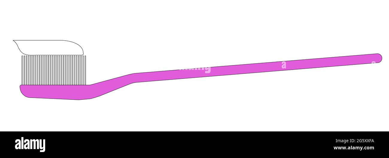 Illustration graphique d'une brosse à dents avec dentifrice en rose pour une utilisation comme icône, logo ou toile décorative Banque D'Images