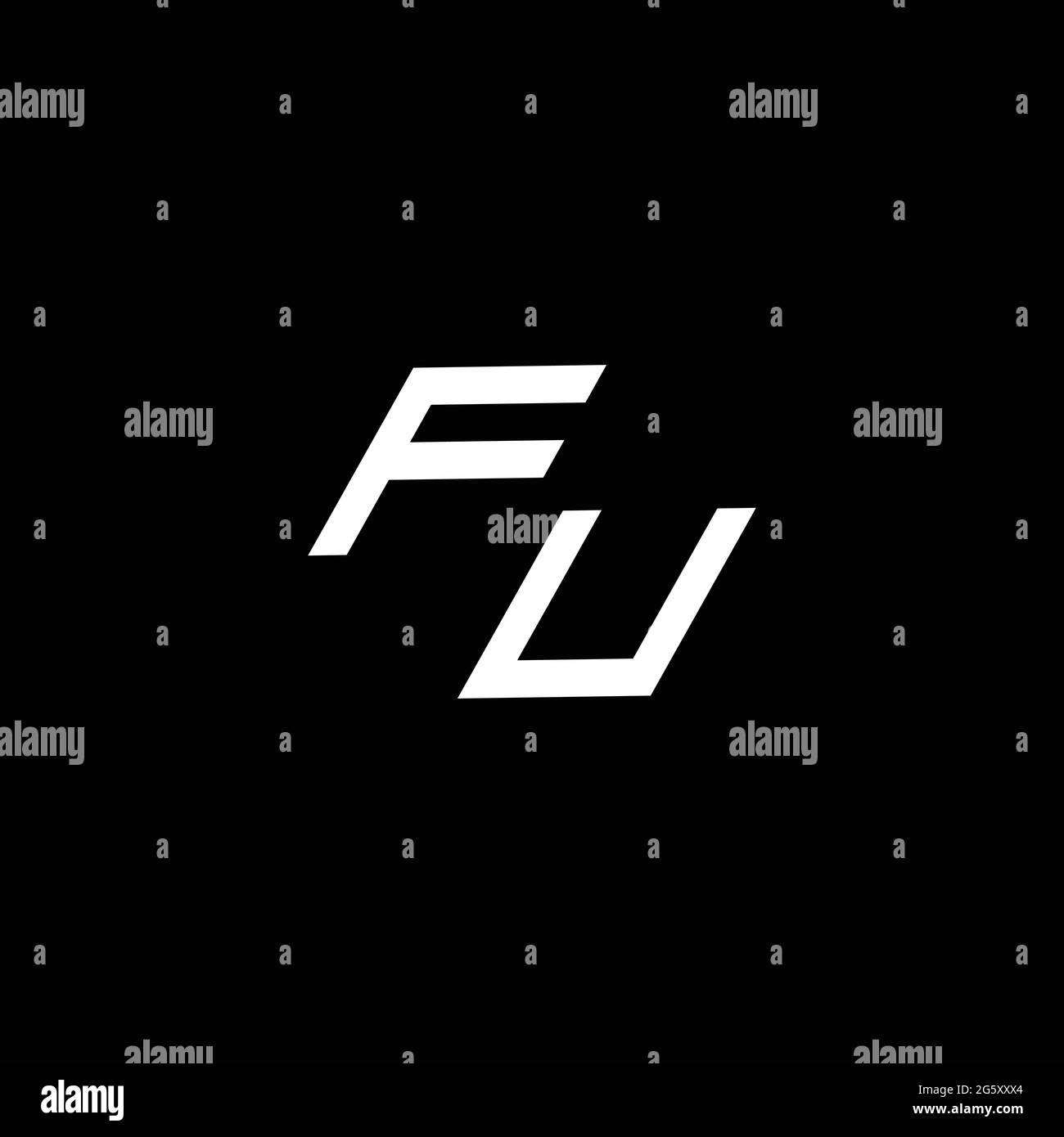 LOGO FU monogramme avec jusqu'au modèle de conception moderne de style de duvet isolé sur fond noir Illustration de Vecteur