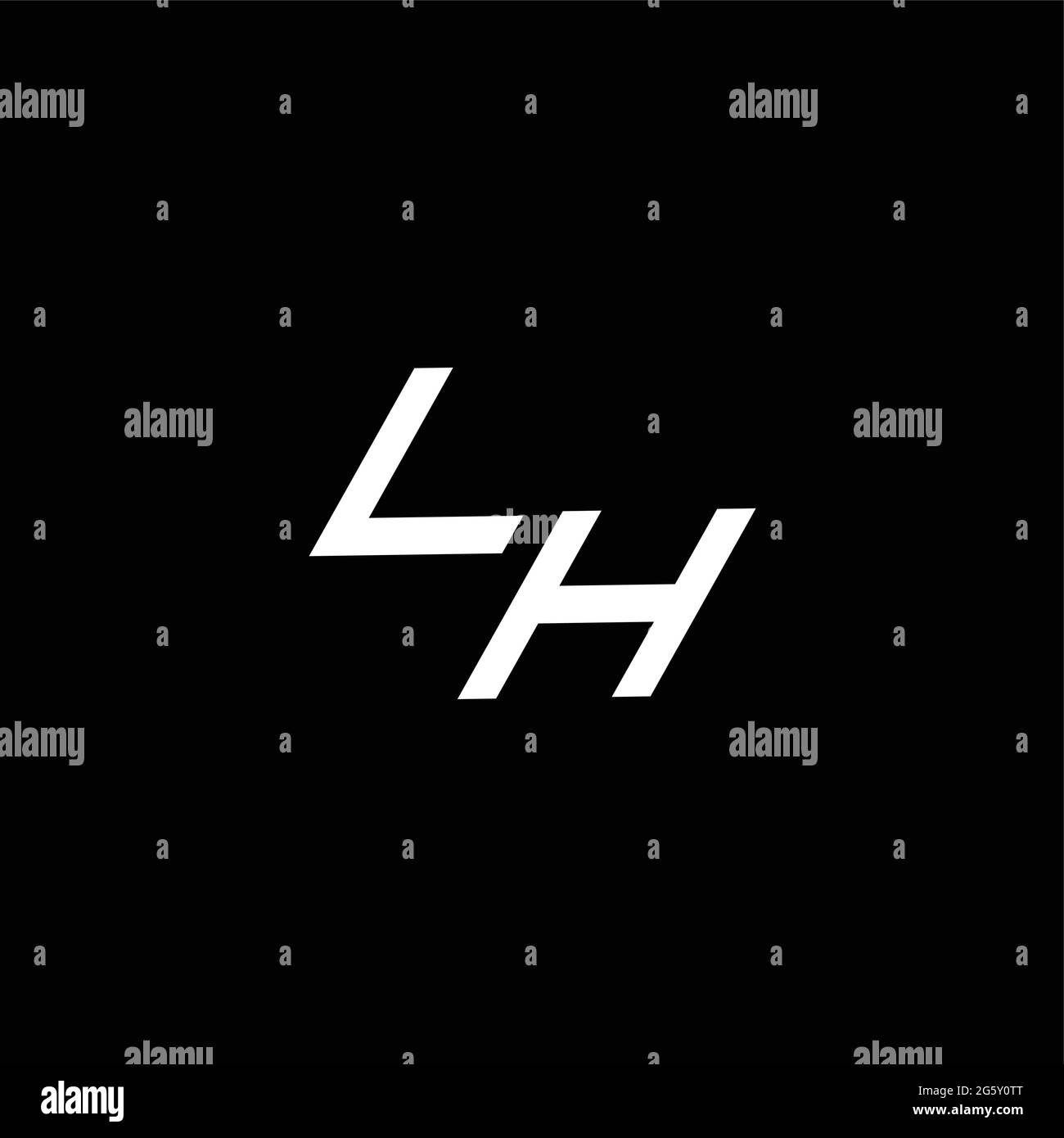 Monogramme avec logo LH et modèle de conception moderne jusqu'en duvet isolé sur fond noir Illustration de Vecteur