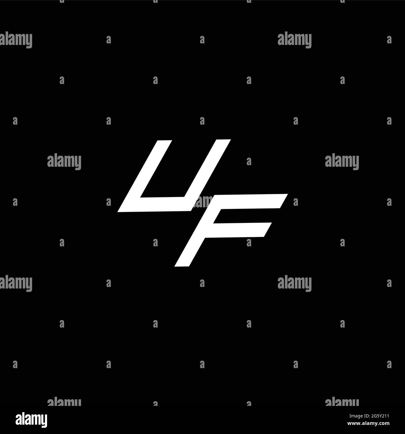 Monogramme du logo UF avec modèle de conception moderne jusqu'au modèle de duvet isolé sur fond noir Illustration de Vecteur