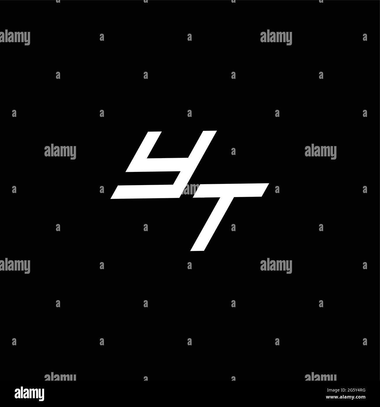 Logo YT monogramme avec jusqu'au modèle de conception moderne de style duvet isolé sur fond noir Illustration de Vecteur