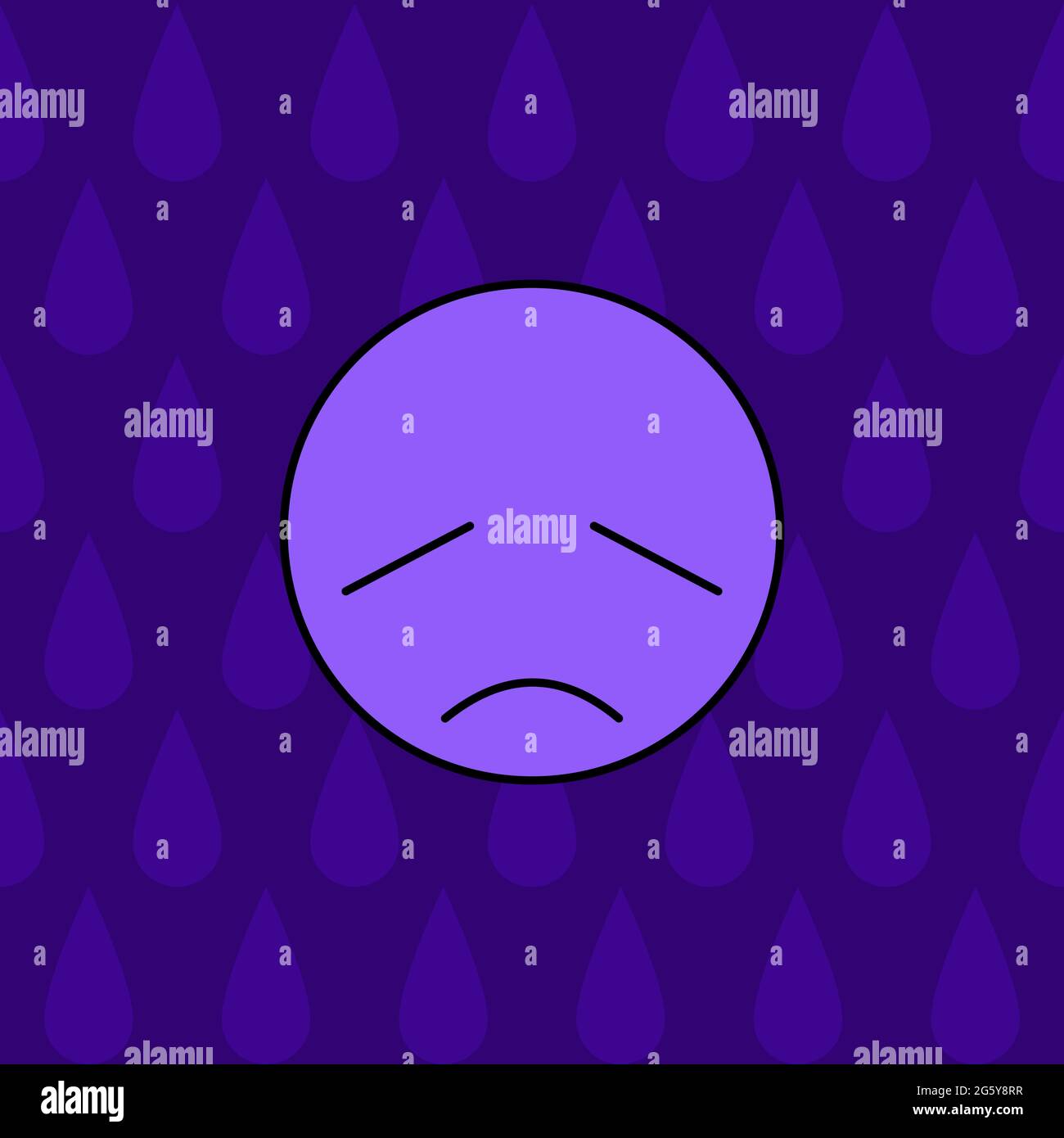 Triste visage émotionnel en violet avec larme 03 Illustration de Vecteur