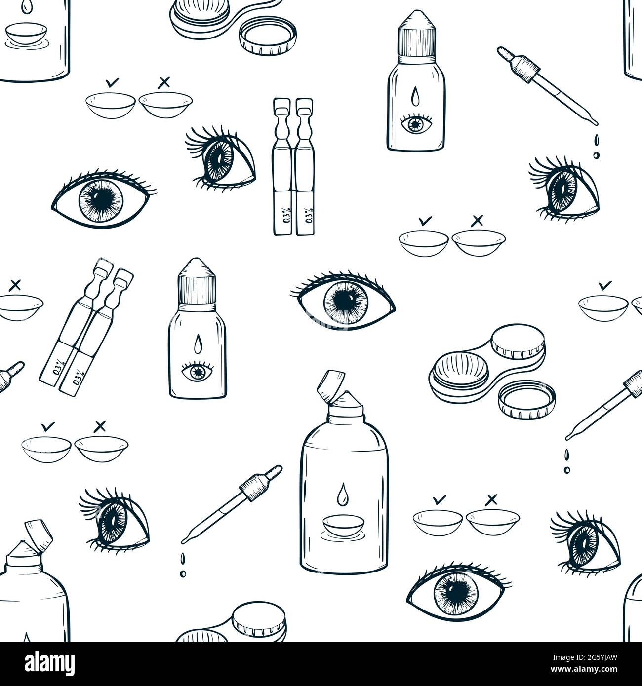 Lentilles de contact illustration du vecteur de soins de santé. Jeu d'icônes de dessin animé d'ophtalmologie. Illustration de Vecteur