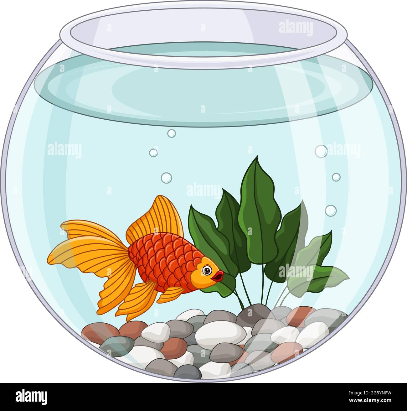 Dessin animé de poissons rouges nageant dans un bol à poissons Illustration de Vecteur