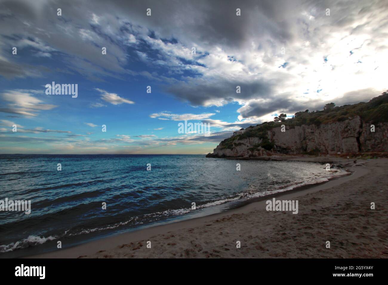 Vue sur la plage près de tagliata etrusca (Ansedonia, toscane) en Italie Banque D'Images