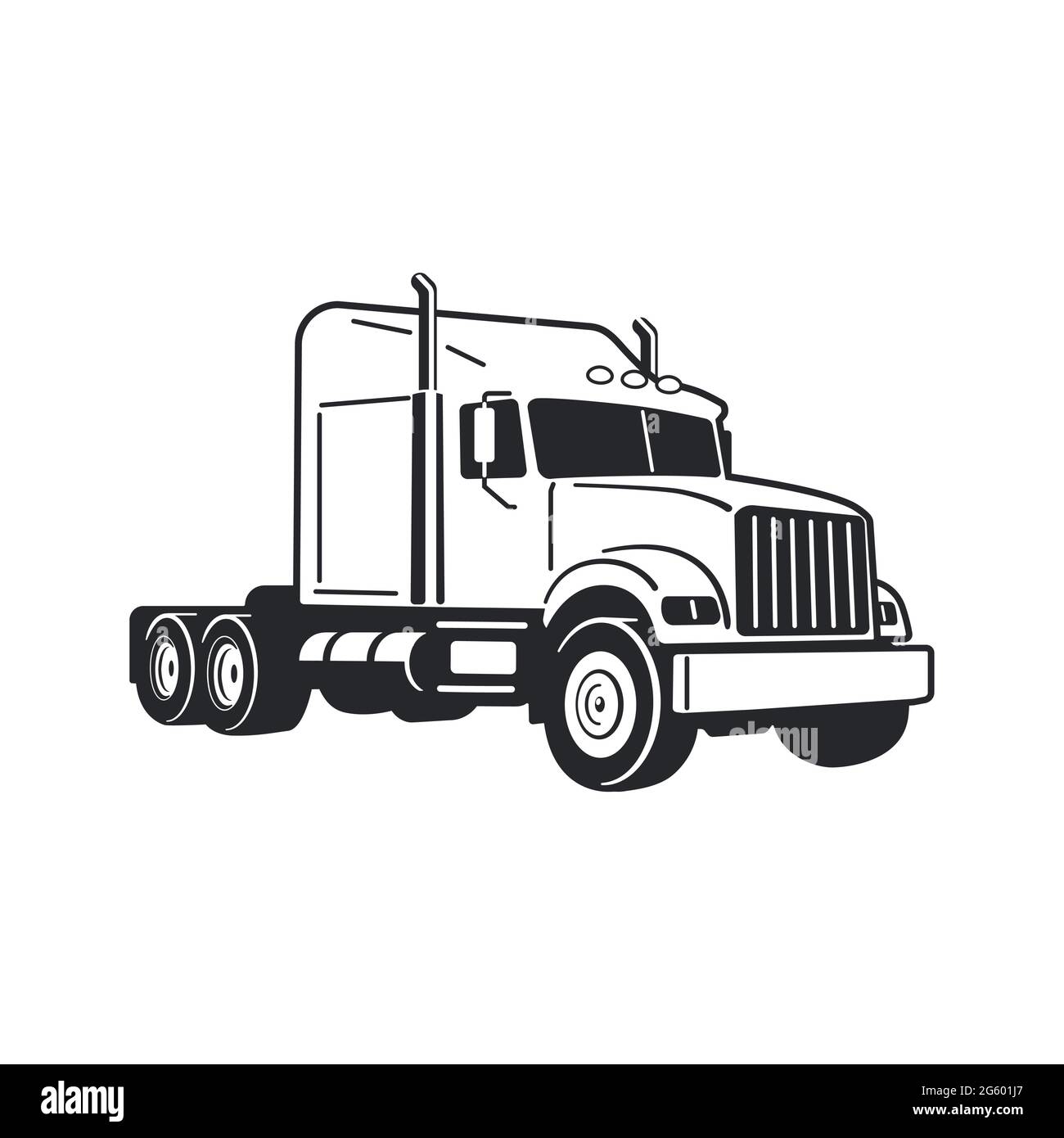 Semi-camion. Camion Vector Outline. Modèle blanc vierge pour camion, semi-remorque pour publicité, pour livre à colorier. Illustration de Vecteur