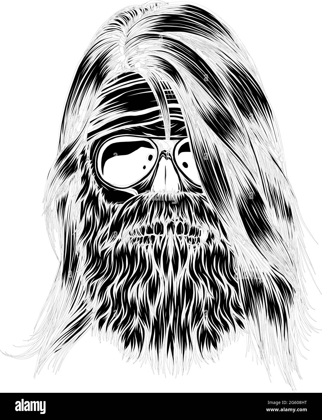 crâne humain avec motif vectoriel de barbe Illustration de Vecteur