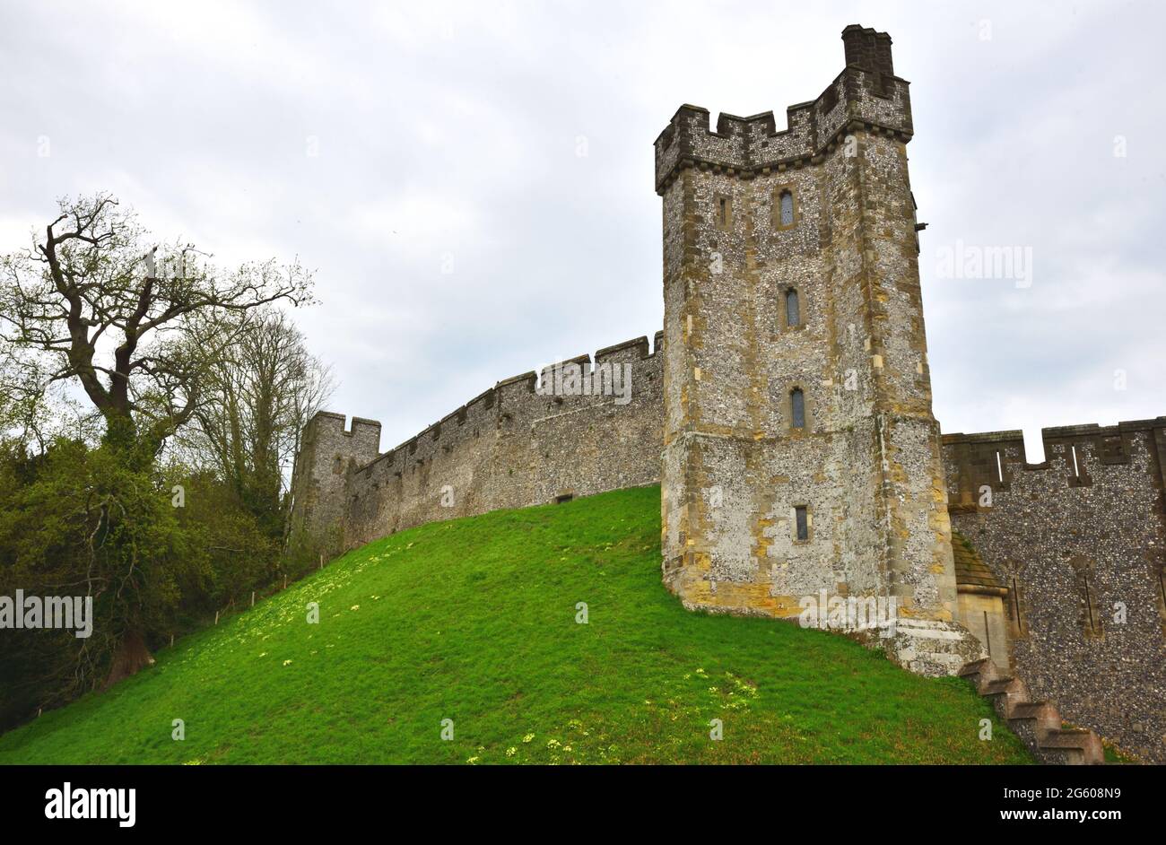 Château d'Arundel, Arundel, West Sussex, pendant le Festival annuel des tulipes Banque D'Images