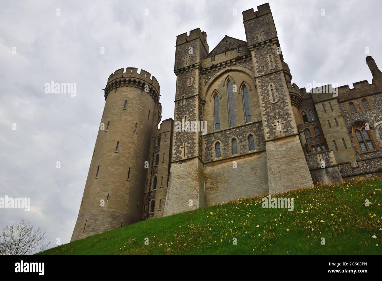 Château d'Arundel, Arundel, West Sussex, pendant le Festival annuel des tulipes Banque D'Images