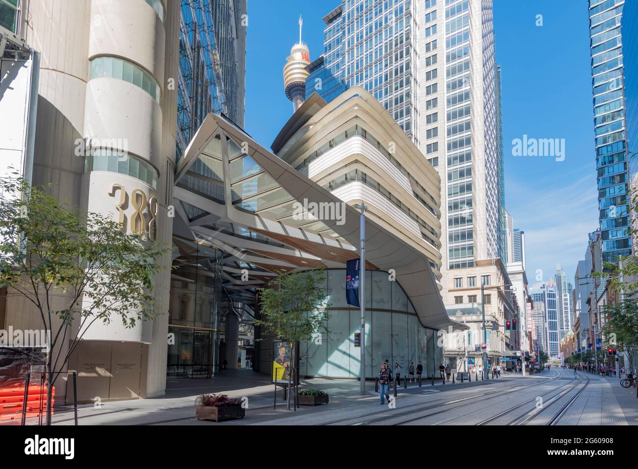 Le nouveau 'atrium activé' point d'entrée pour le 2020 rénové 1987 construit 388 George Street (Précédent. American Express) à Sydney, en Australie Banque D'Images