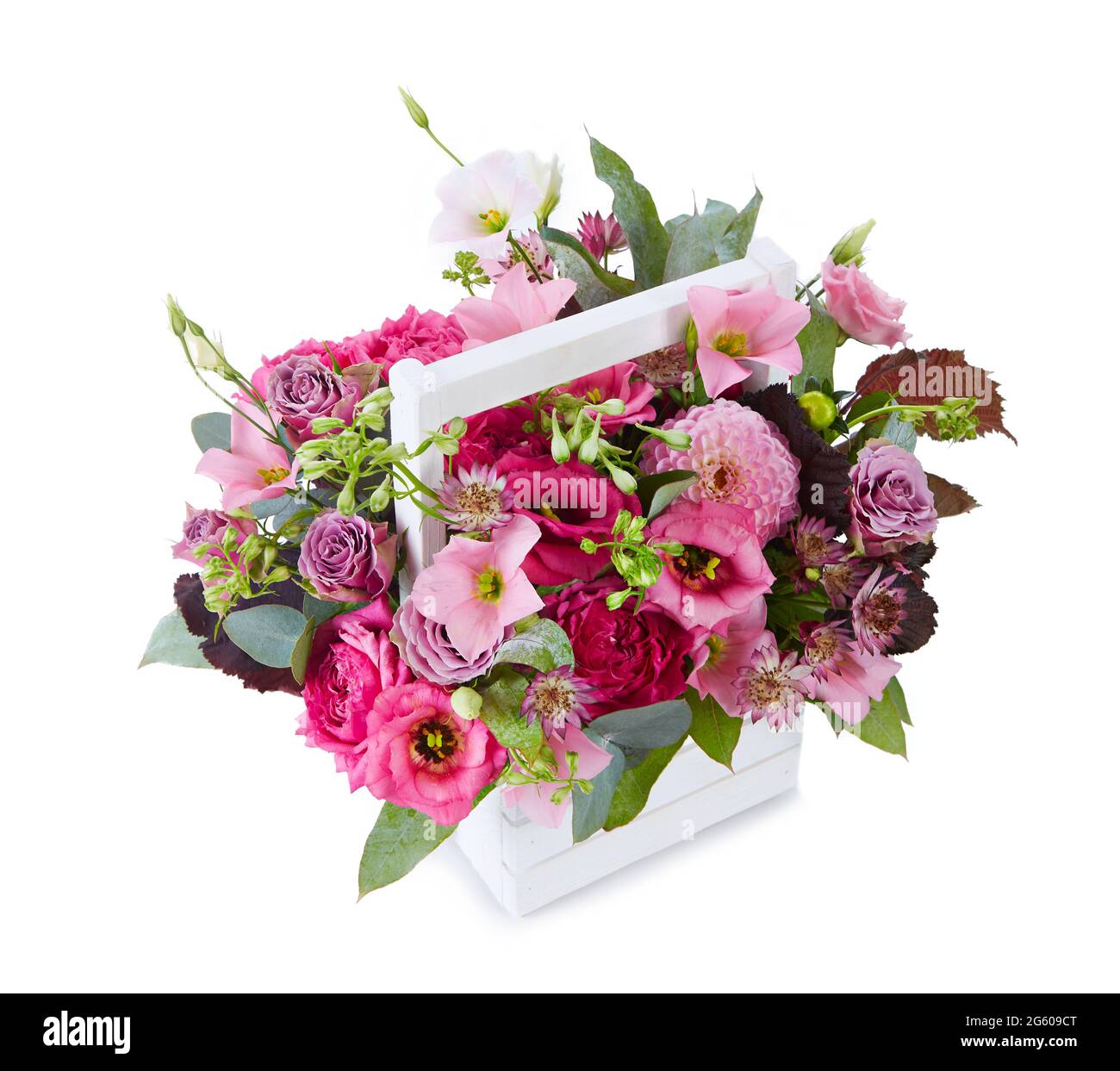 Bouquet frais énorme isolé sur fond blanc. bouquet de luxe pour la Saint Valentin. Célébration d'engagement ou de mariage. Banque D'Images