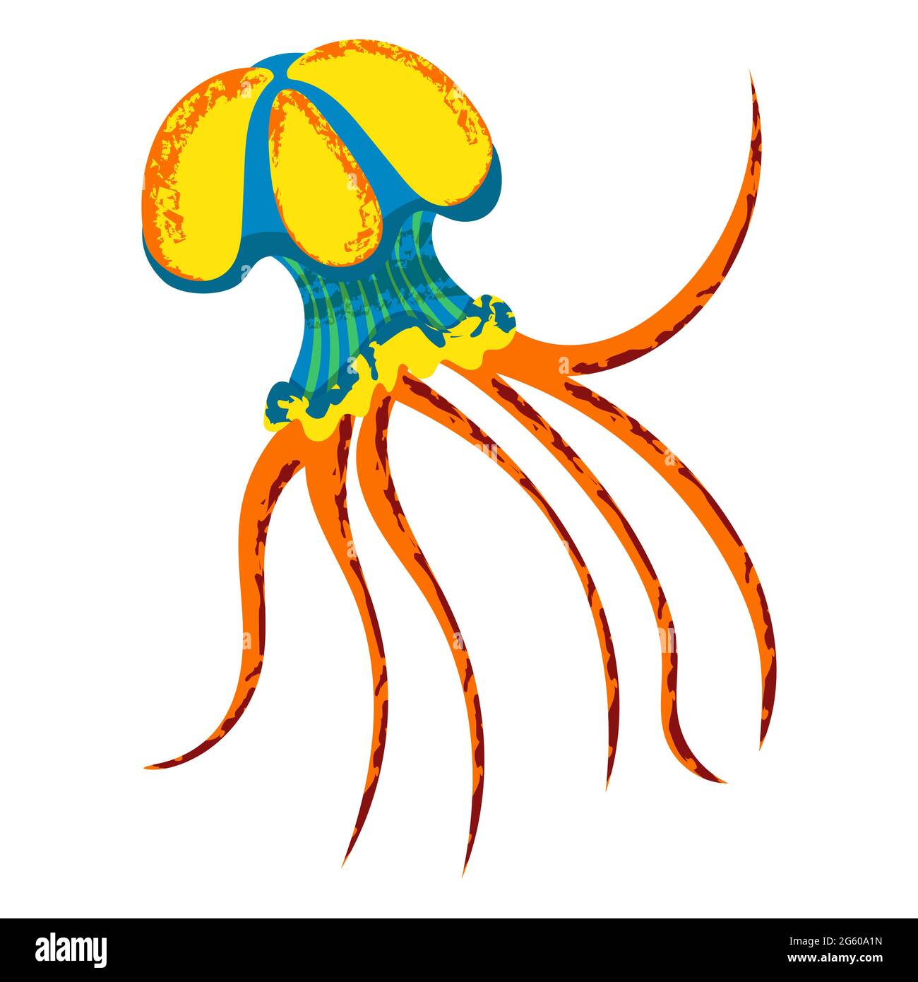 Illustration de dessin animé de méduse. Isolé sur fond blanc. Illustration de Vecteur