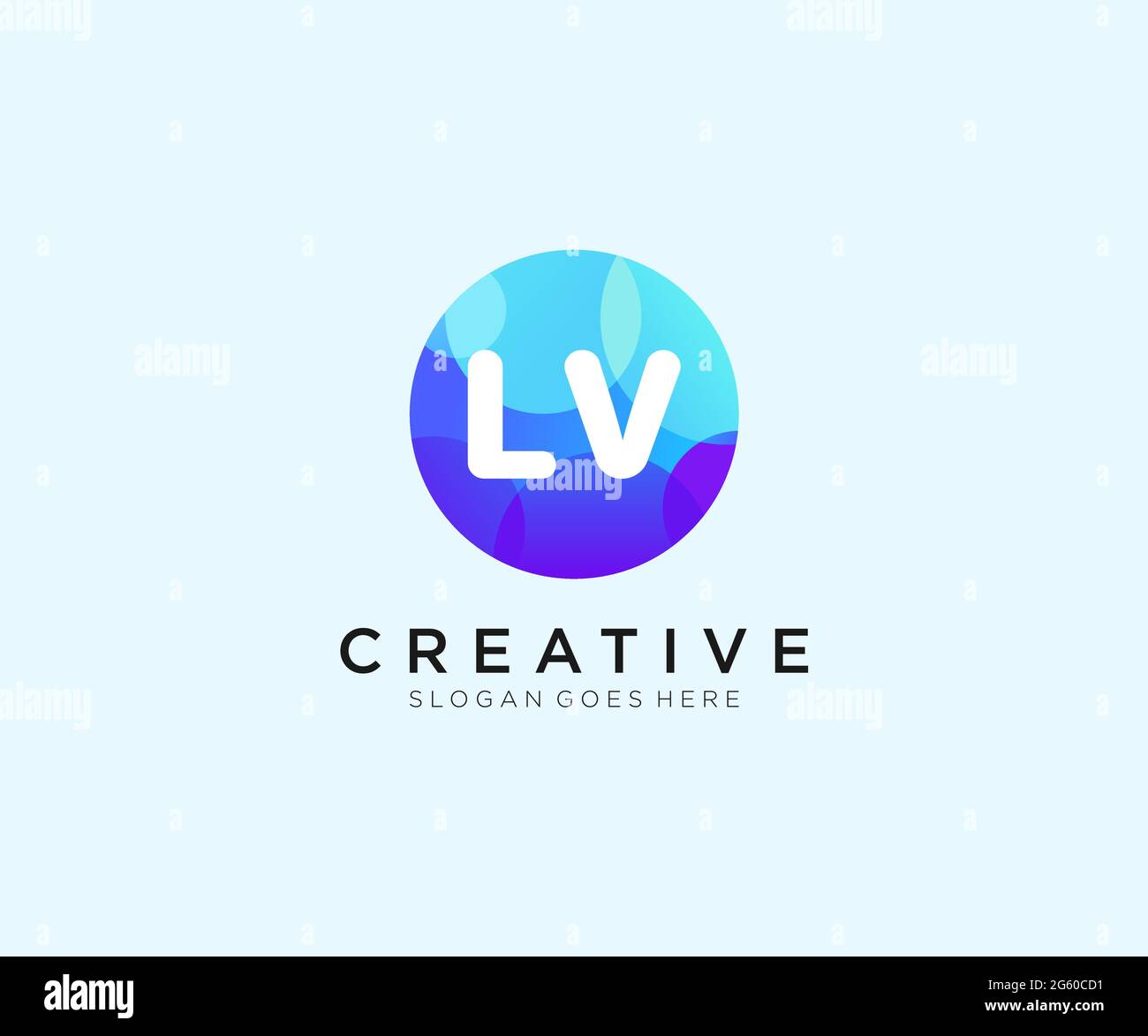 Logo LV initial avec modèle de cercle coloré Illustration de Vecteur