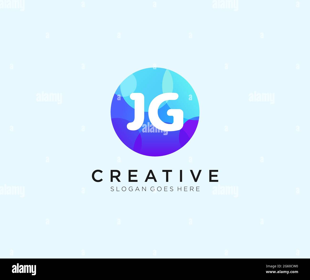 Logo JG initial avec modèle de cercle coloré Illustration de Vecteur