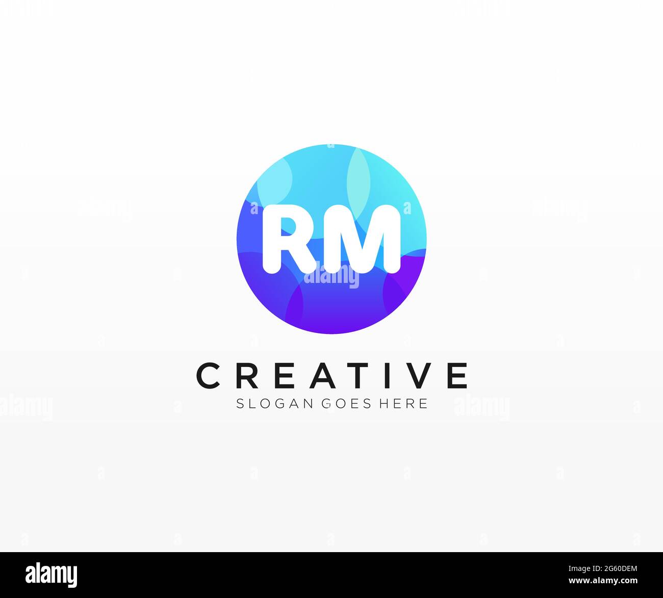 Logo initial RM avec modèle de cercle coloré Illustration de Vecteur