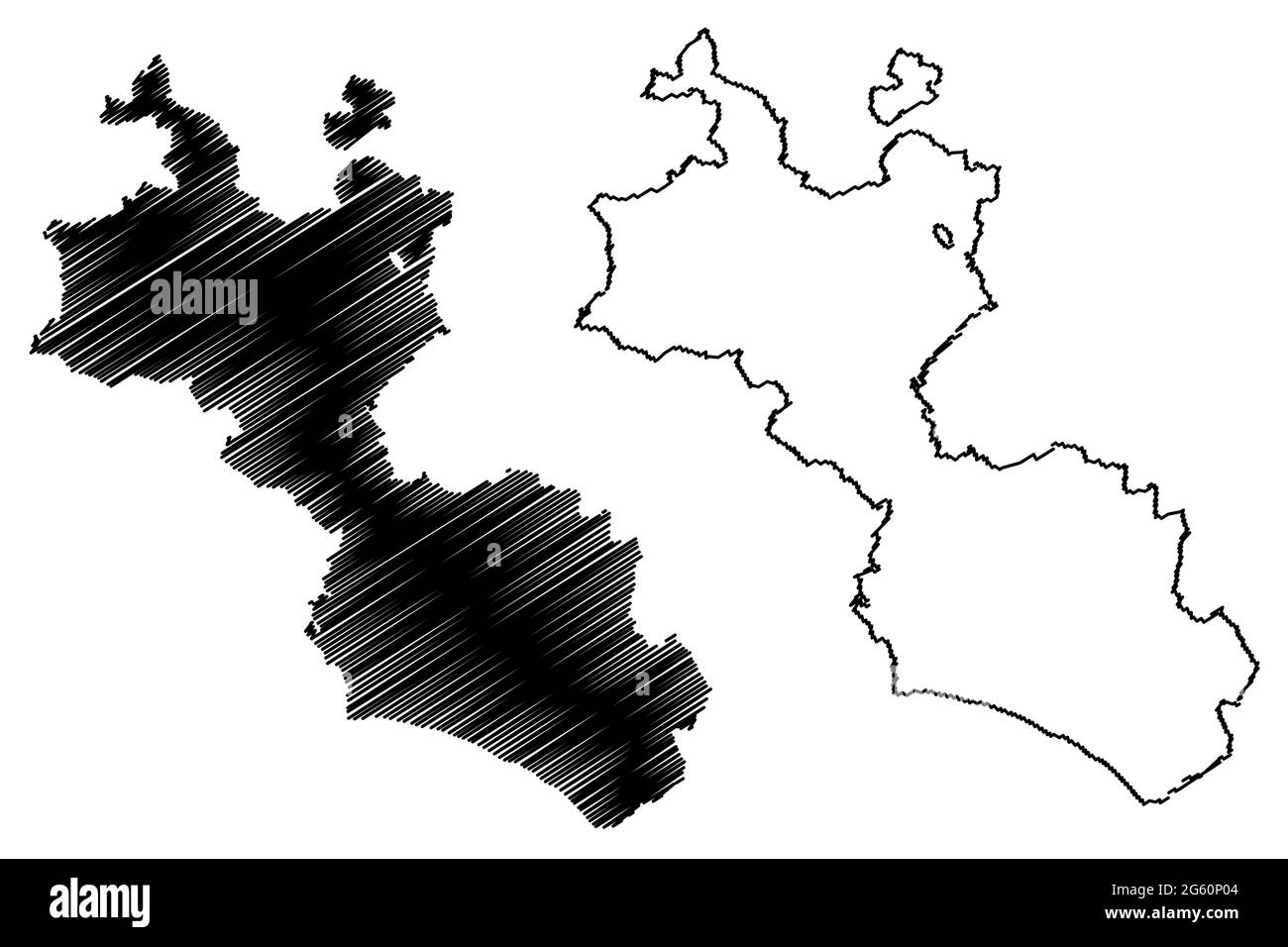 Consortium municipal libre de Caltanissetta (Italie, République italienne, Sicile) carte illustration vectorielle, scribble sketch province de Caltanissetta Illustration de Vecteur