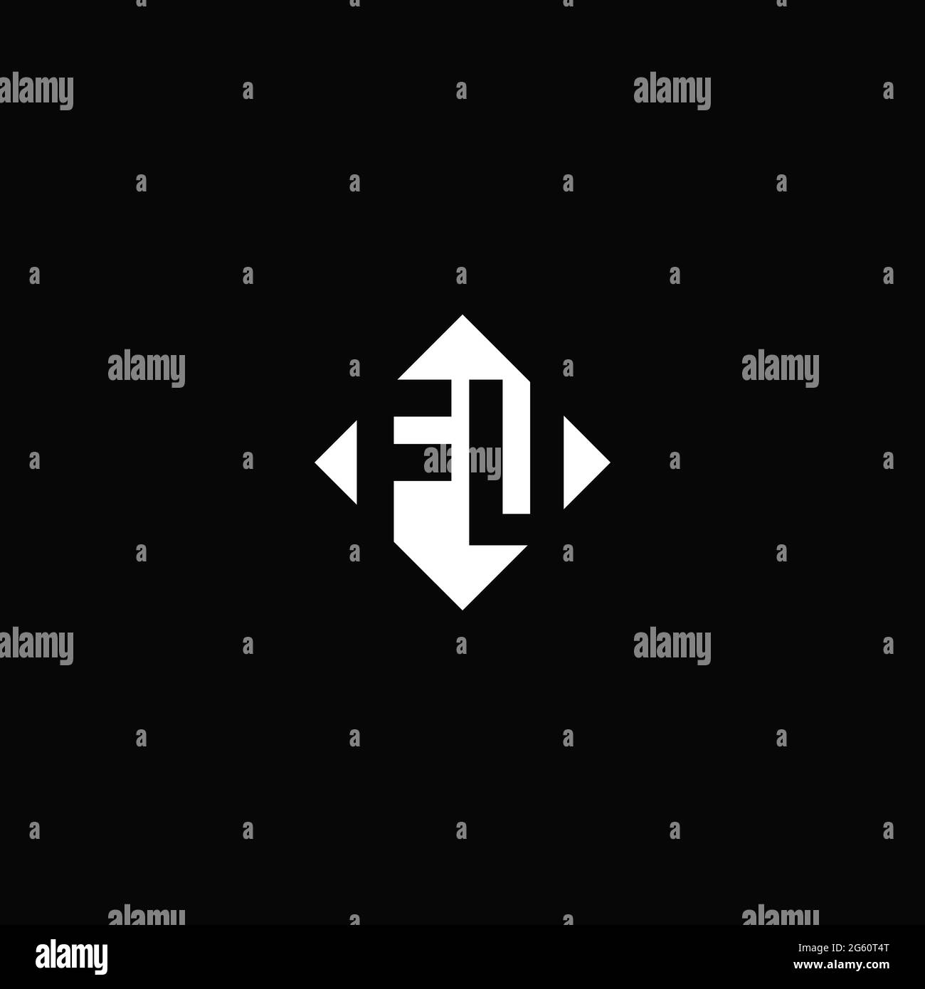 Logo monogramme avec forme carrée en losange isolée sur fond noir Illustration de Vecteur