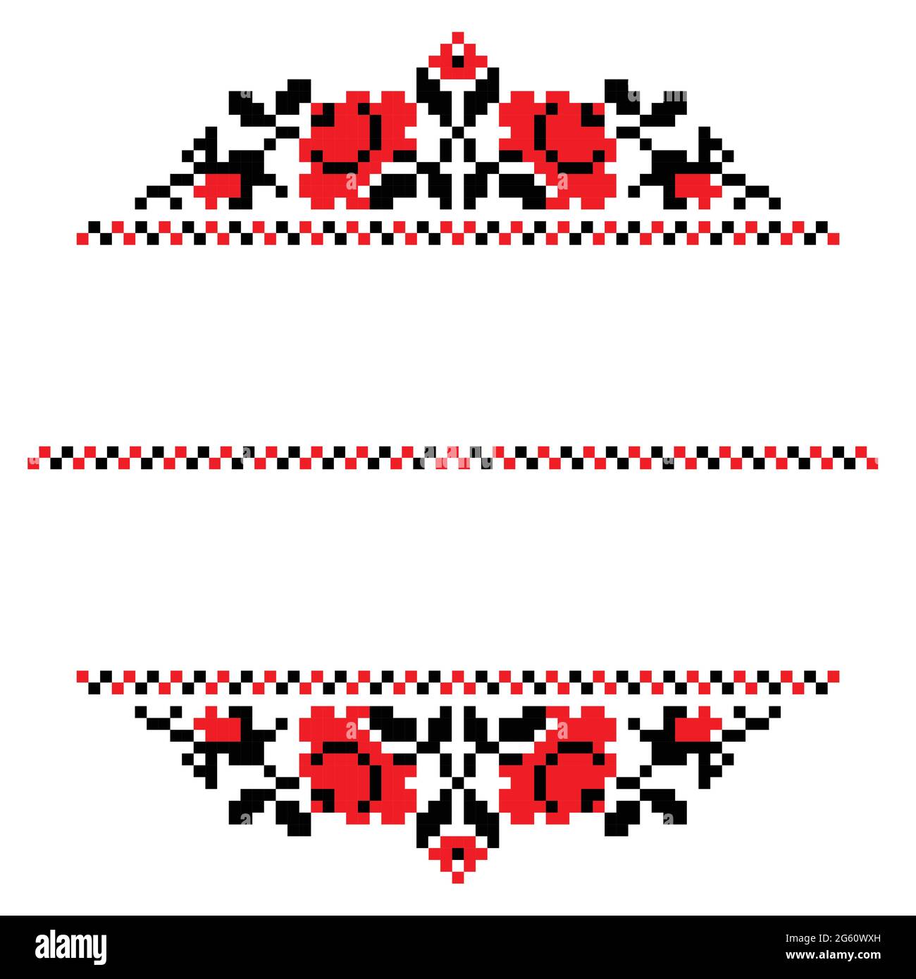Illustration vectorielle d'un modèle rond pour votre logo avec décoration d'ornement nationale ukrainienne. Broderie ukrainienne traditionnelle noire et rouge sur whi Illustration de Vecteur