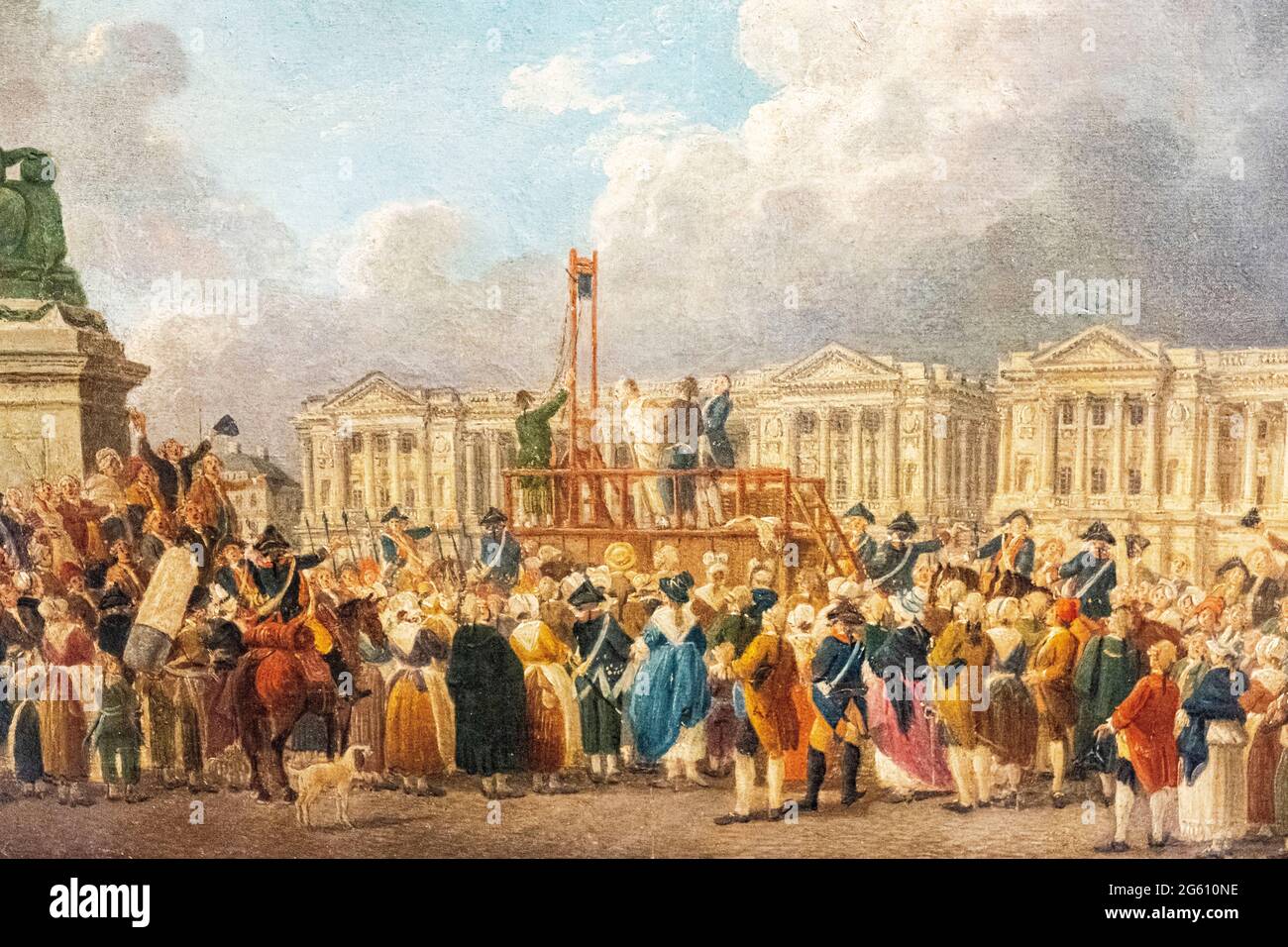 France, Paris, le musée Carnavalet, une exécution capitale, place de la Révolution (aujourd'hui place de la Concorde), par Pierre Antoine Demachy vers 1793 Banque D'Images