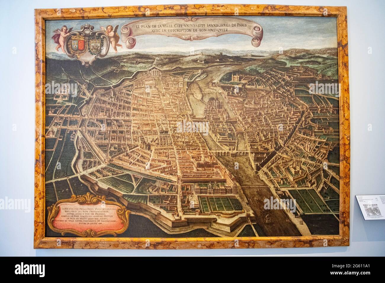 France, Paris, le musée Carnavalet, carte de Paris vers 1632 1641 Banque D'Images