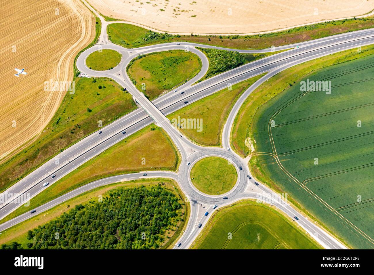 France, Seine et Marne, Meaux, un rond-point (vue aérienne) Banque D'Images
