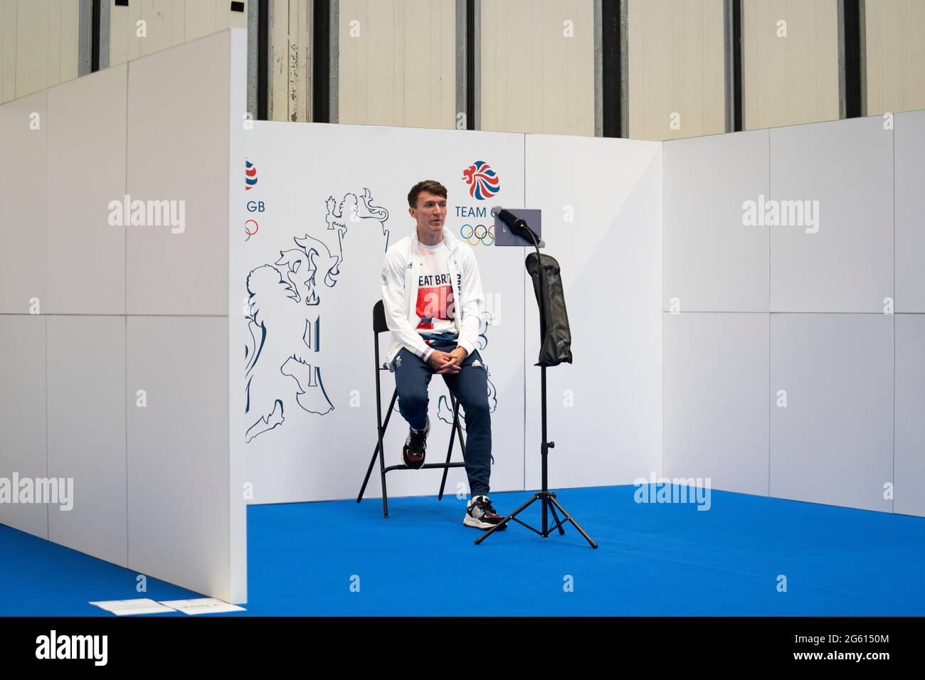 Jake Wightman lors de la séance de kitting out pour les Jeux Olympiques de Tokyo 2020 au NEC de Birmingham, Royaume-Uni. Date de la photo: Lundi 28 juin 2021. Banque D'Images