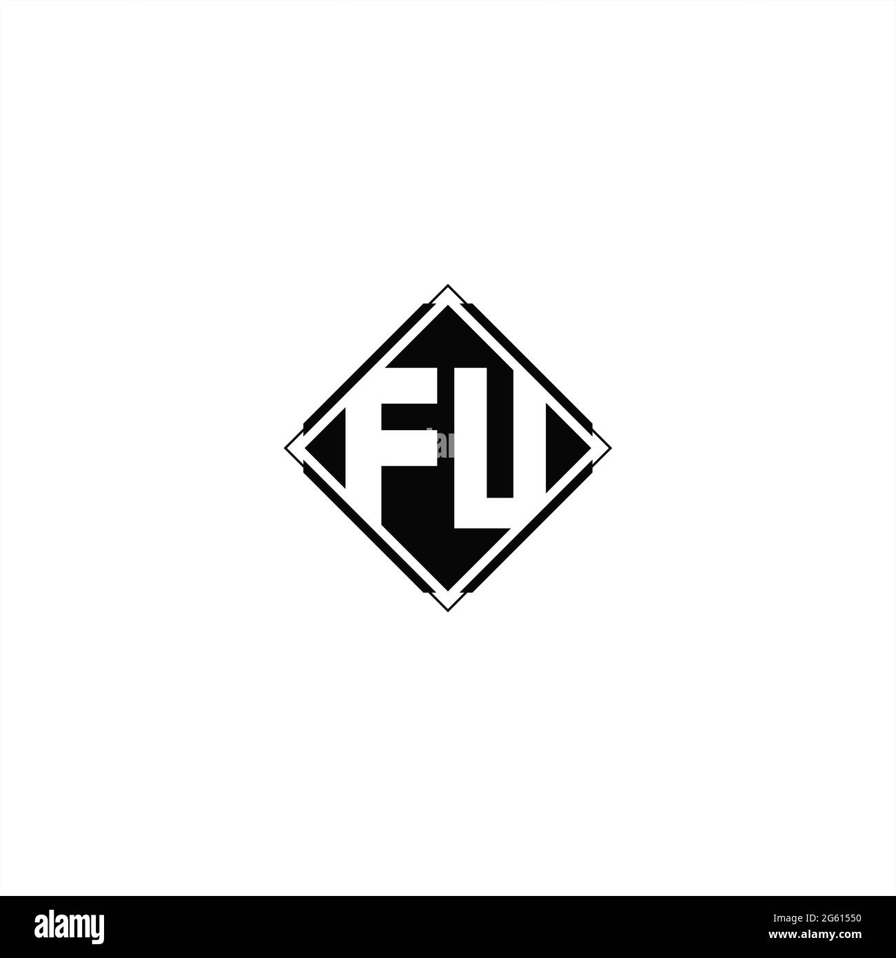 Logo monogramme avec forme carrée en losange isolée sur fond noir et blanc Illustration de Vecteur