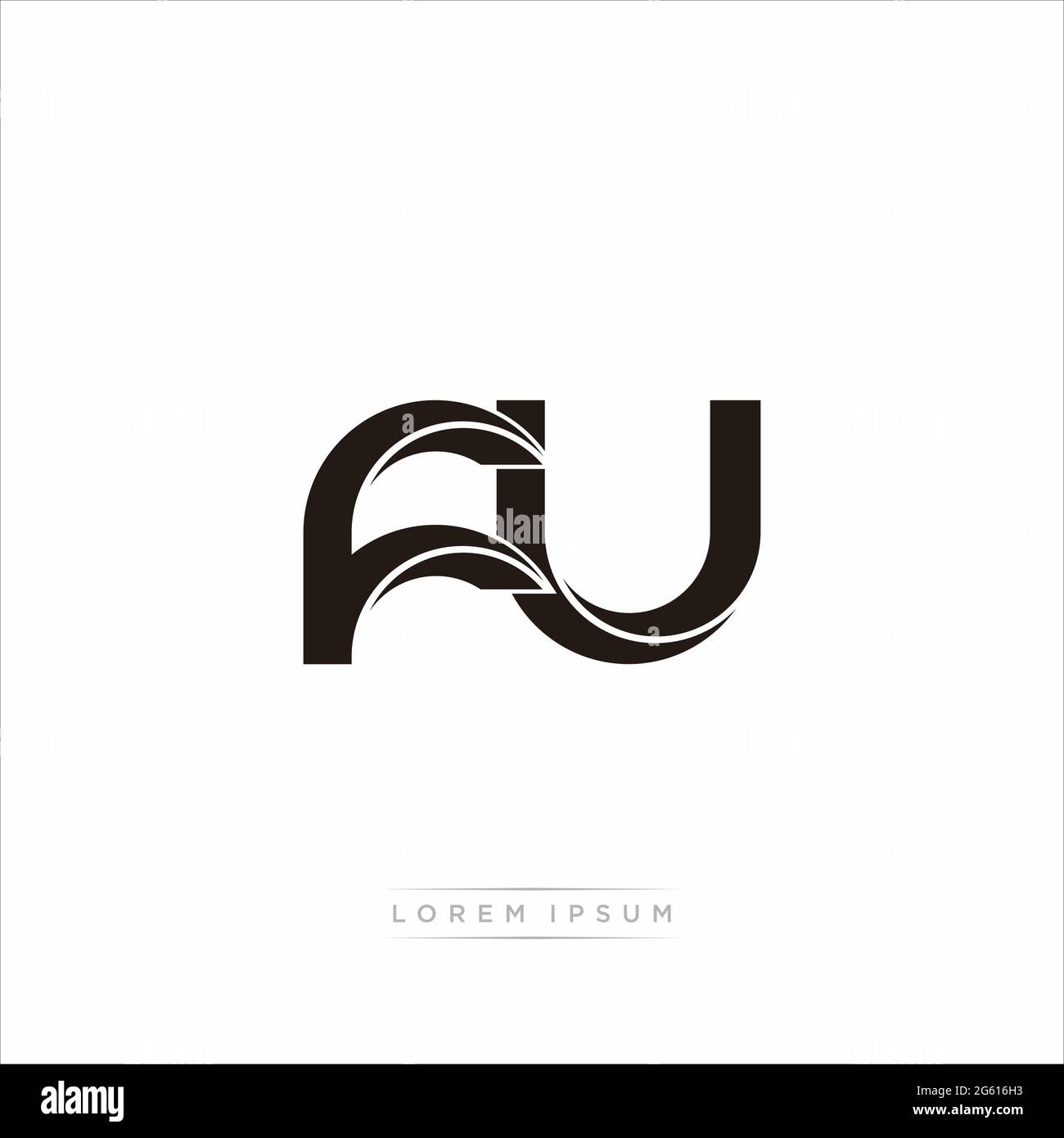 Lettre initiale Split minuscule Monogram moderne lié contour arrondi logo isolé sur fond blanc Illustration de Vecteur