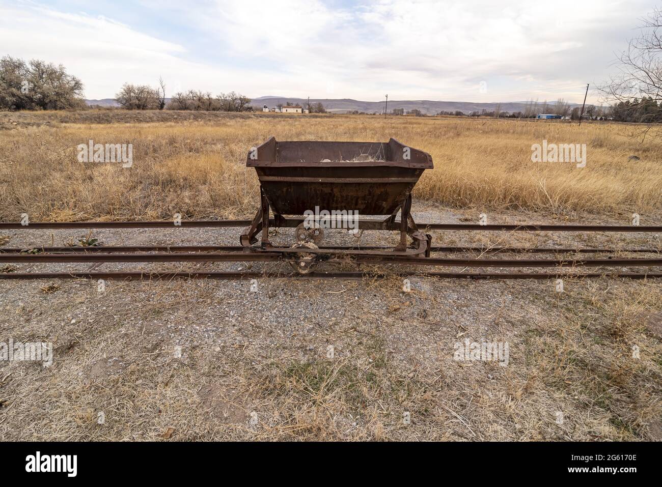 Piste de train autrefois utilisée dans les fouilles archéologiques, Kultepe, à Kayseri, Turquie Banque D'Images