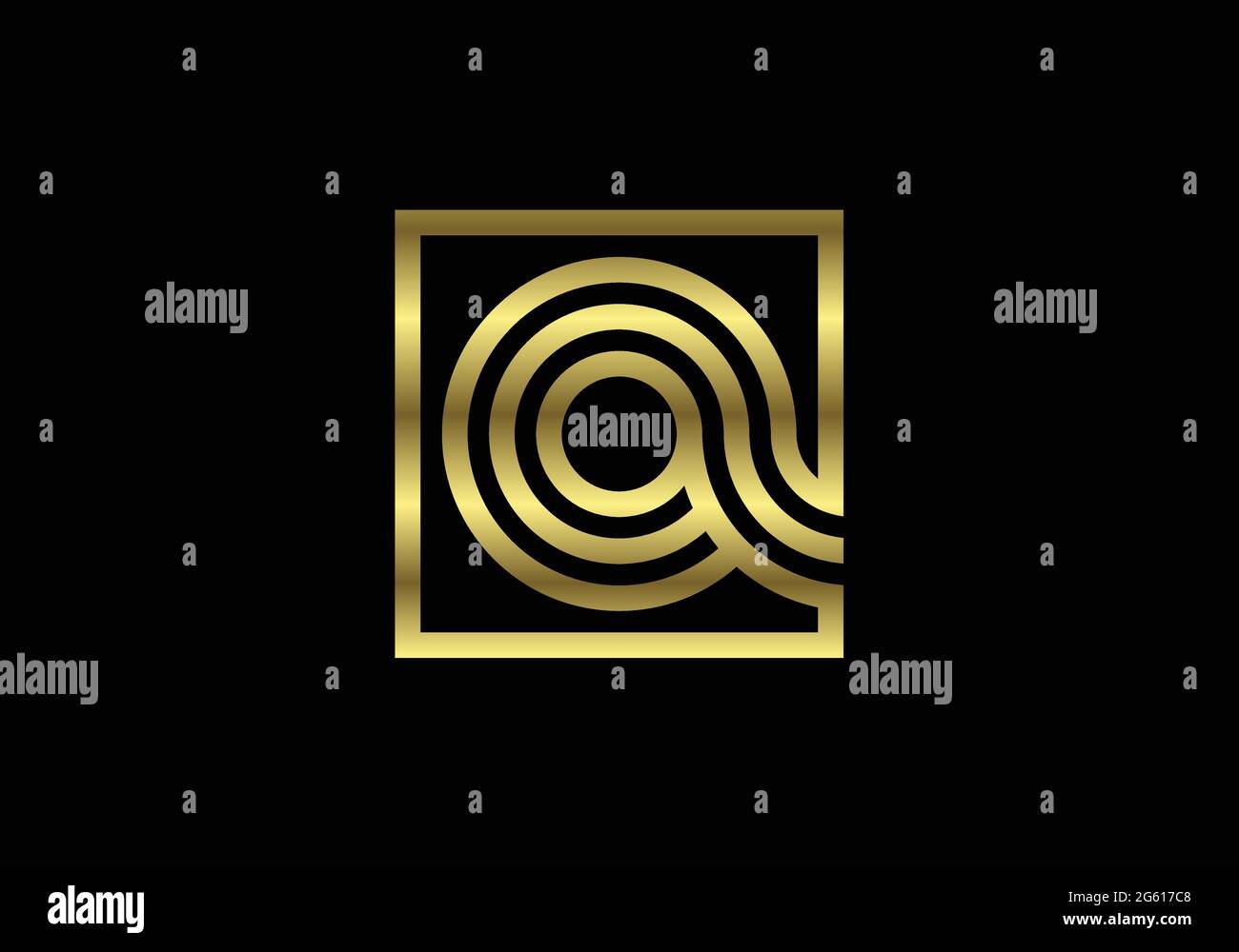 Lettre de Golden Capital Lines Q. lettres de Creative Line Design, symbole alphabétique graphique pour logo, affiche, invitation. Vecteur Illustration de Vecteur