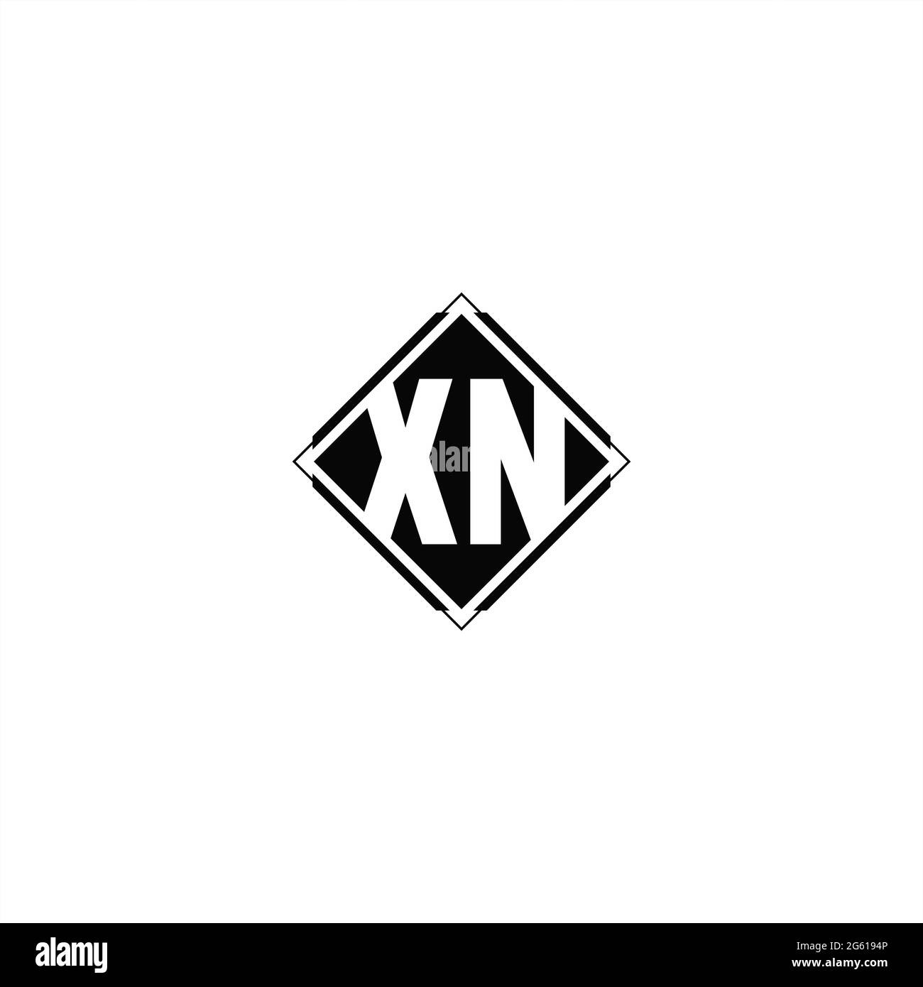 Logo monogramme avec forme carrée en losange isolée sur fond noir et blanc Illustration de Vecteur