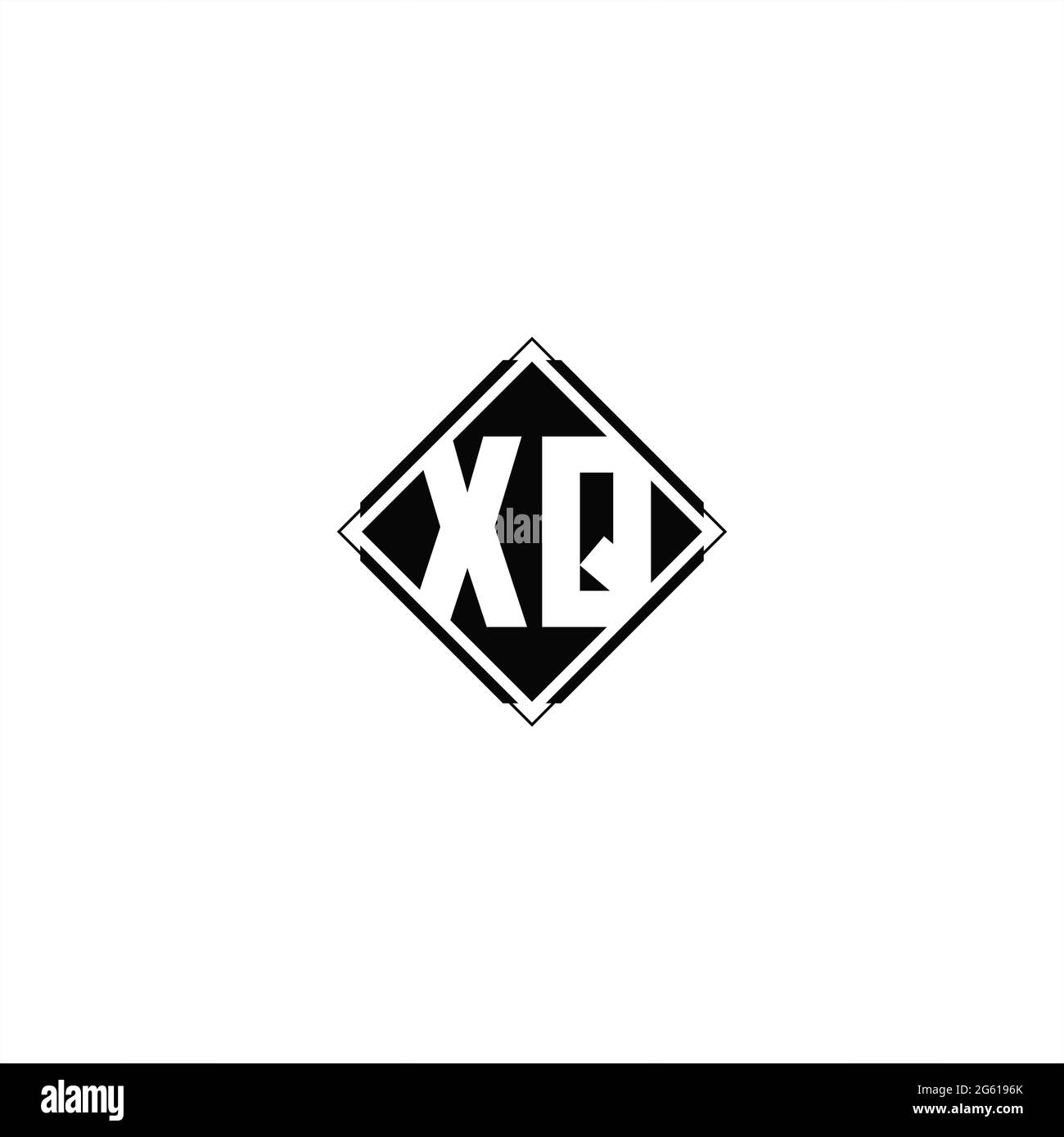 Logo monogramme avec forme carrée en losange isolée sur fond noir et blanc Illustration de Vecteur