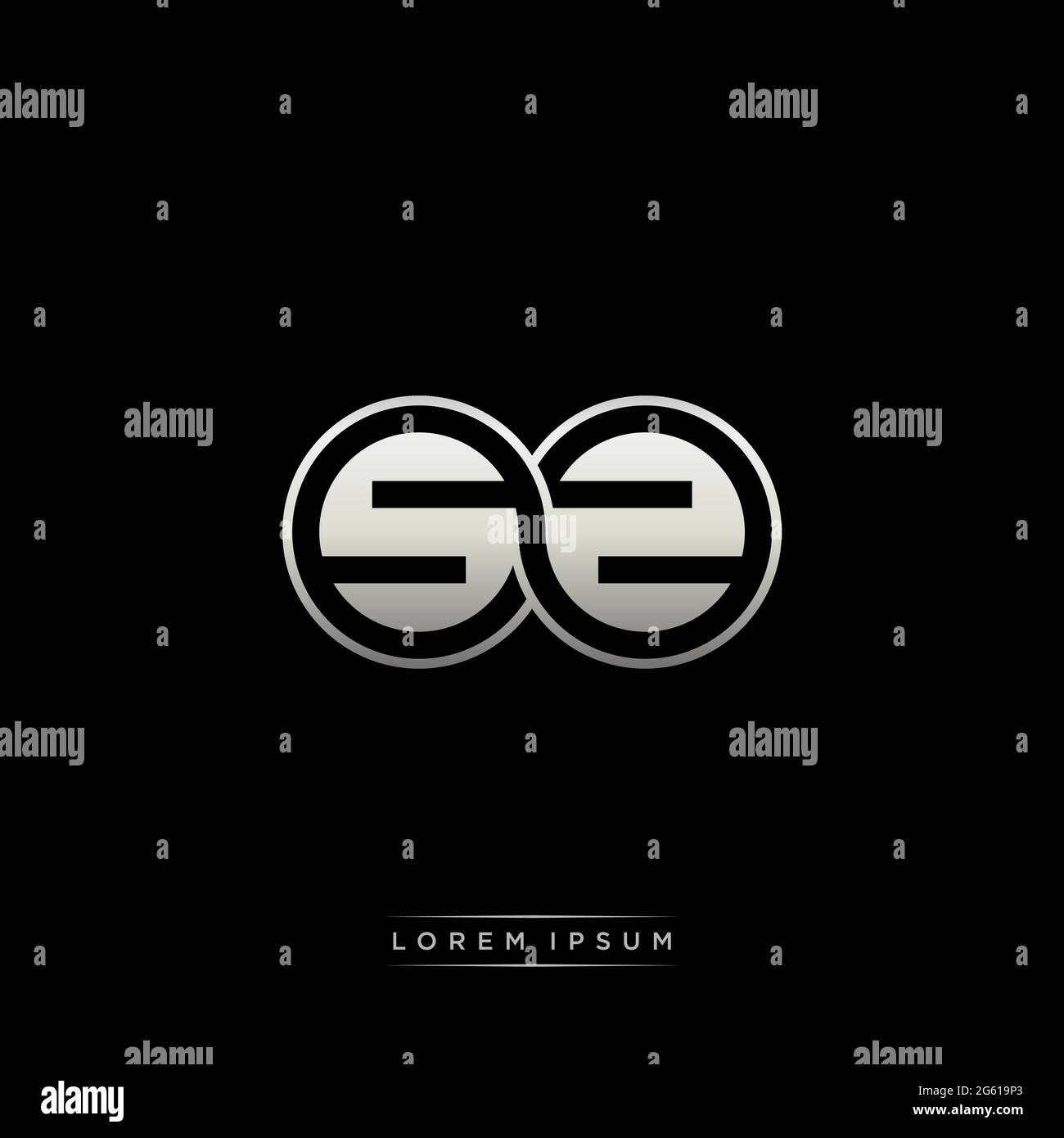 Lettre initiale cercle lié capitale monogramme logo modèle moderne or couleur version isolée sur fond noir Illustration de Vecteur
